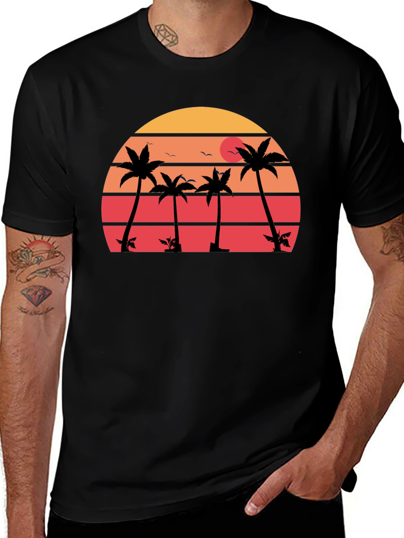 Variant 26 of Retro Sunset Palm Tree Graphic T-Shirt