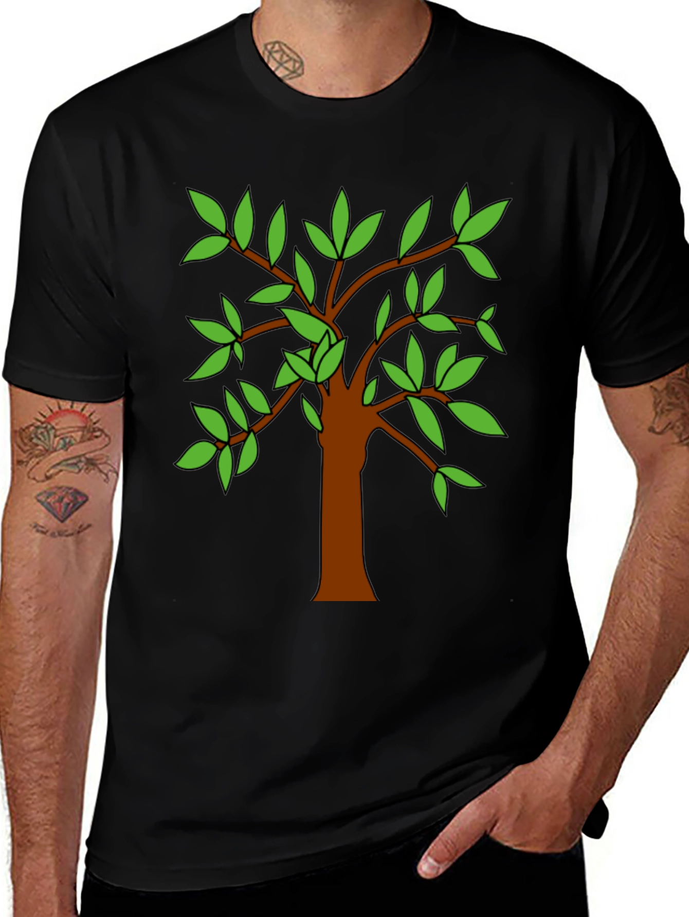 Variant 9 of Nature Tree Graphic Tee - Casual Black T-Shirt