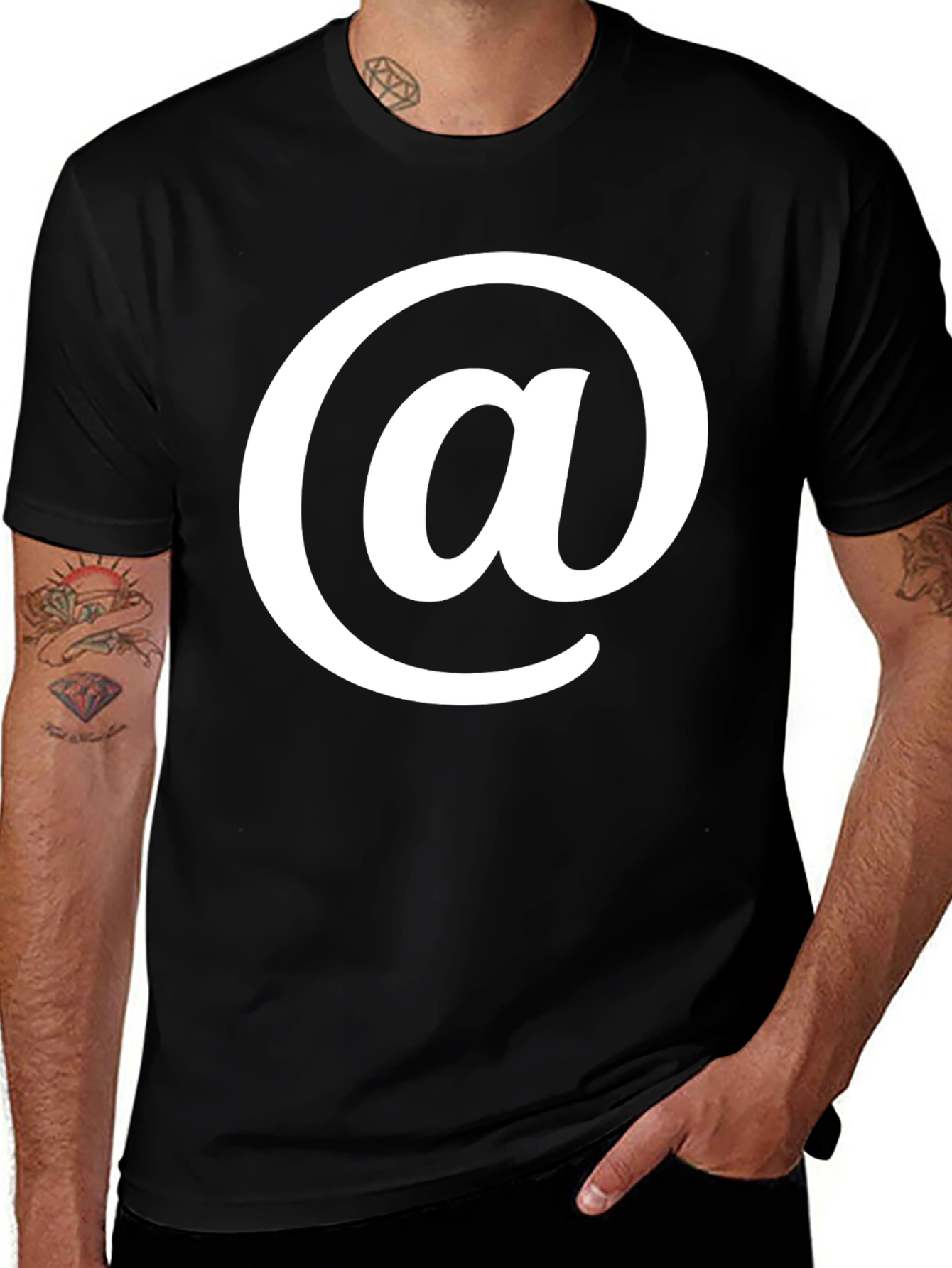 Variant 25 of Black T-Shirt with White At Symbol Design