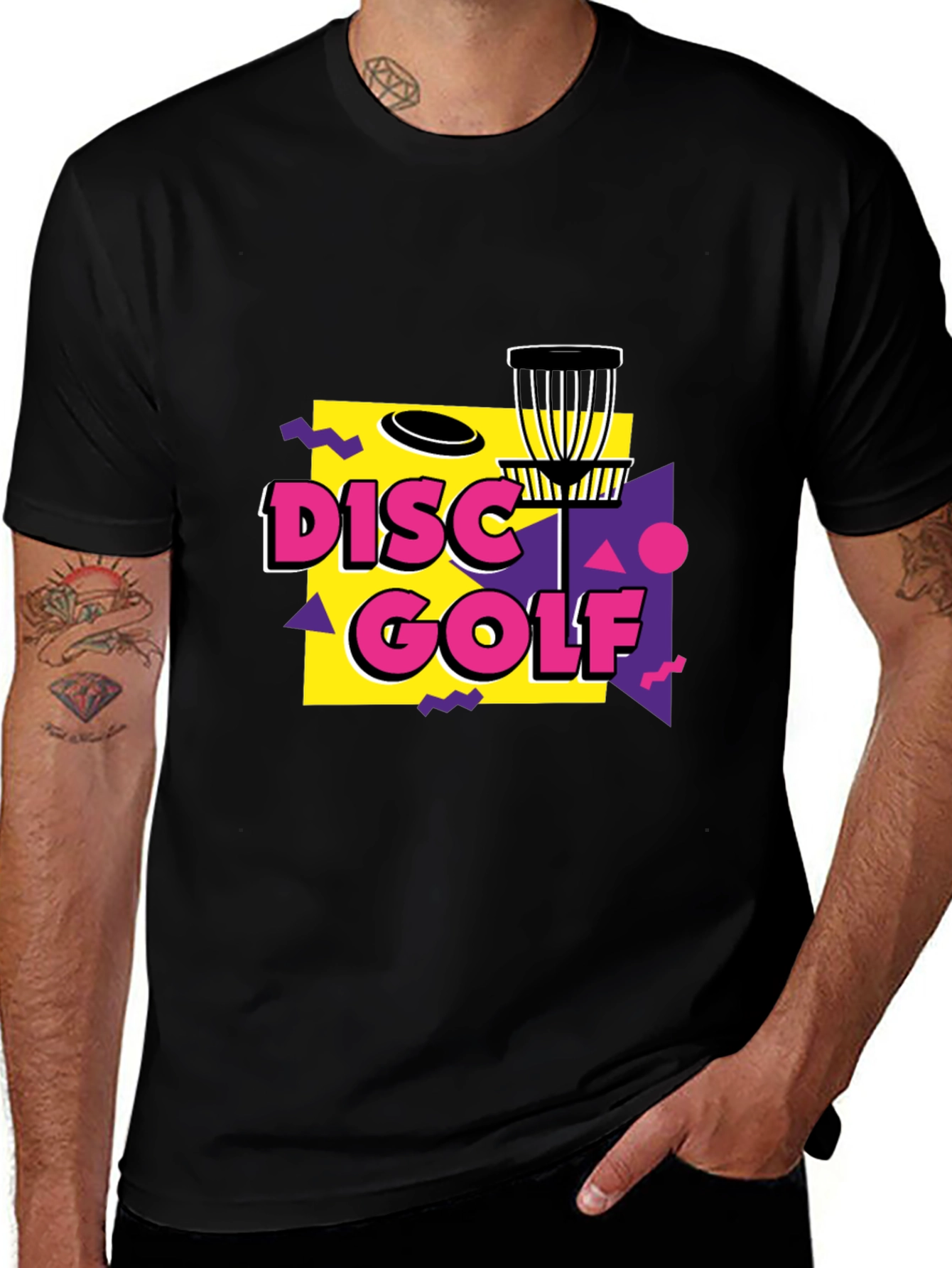 Variant 8 of Retro Disc Golf Tee - Black Graphic T-Shirt