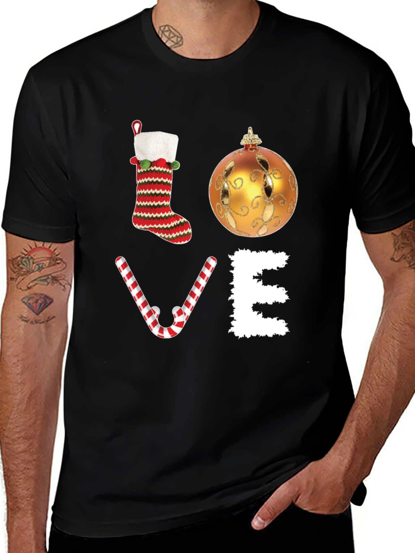 Holiday Love T-Shirt: Christmas Stocking, Ornament, Candy Cane