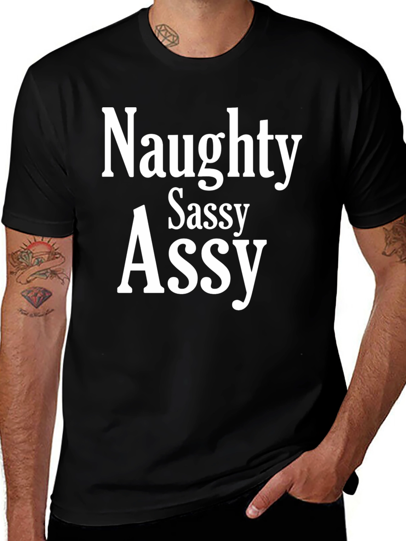 Variant 19 of Naughty Sassy Assy T-Shirt - Black