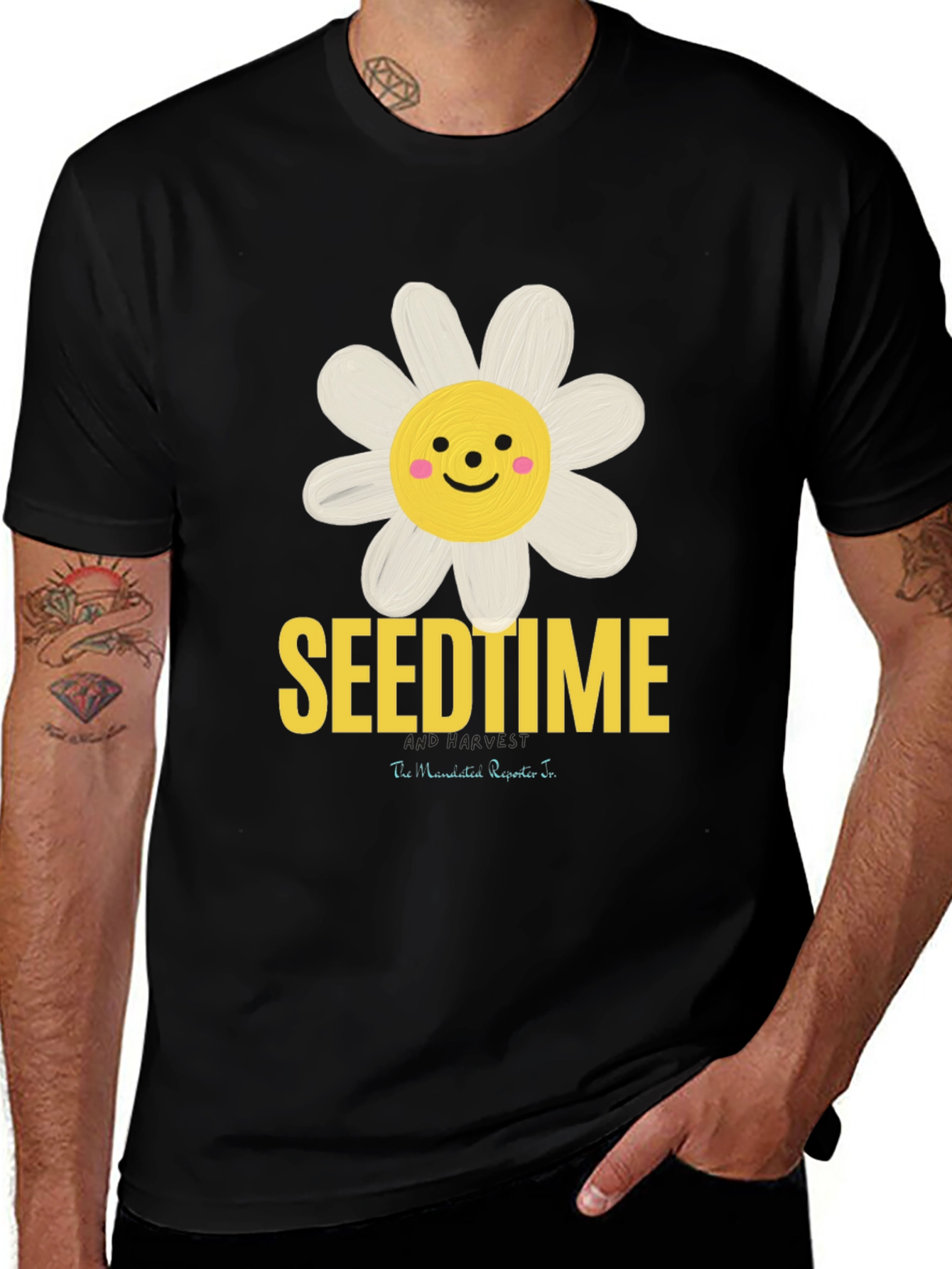 Variant 8 of SeendTime Daisy Graphic T-Shirt, Black Cotton Blend