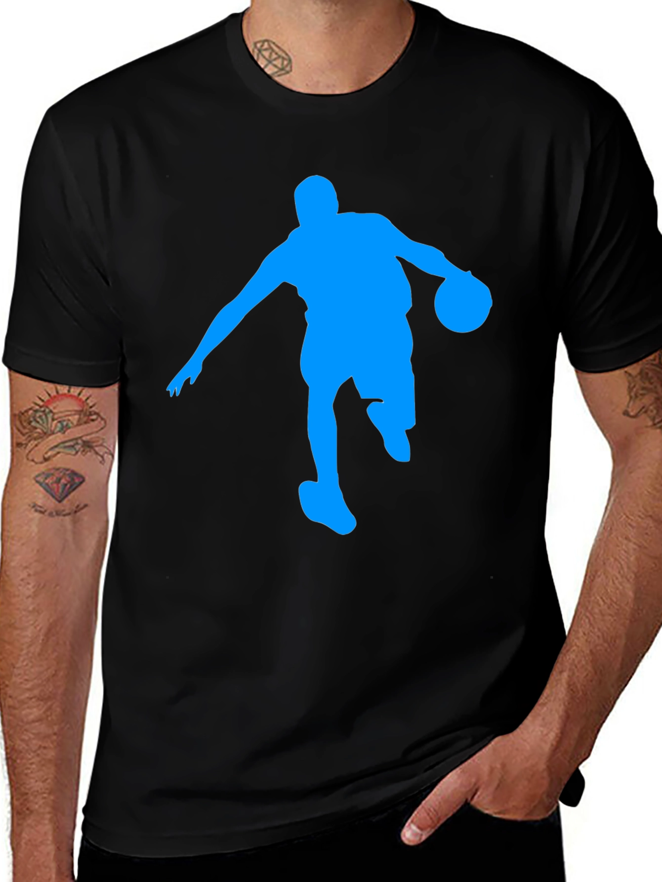 Variant 26 of Basketball Silhouette Tee - Black Cotton