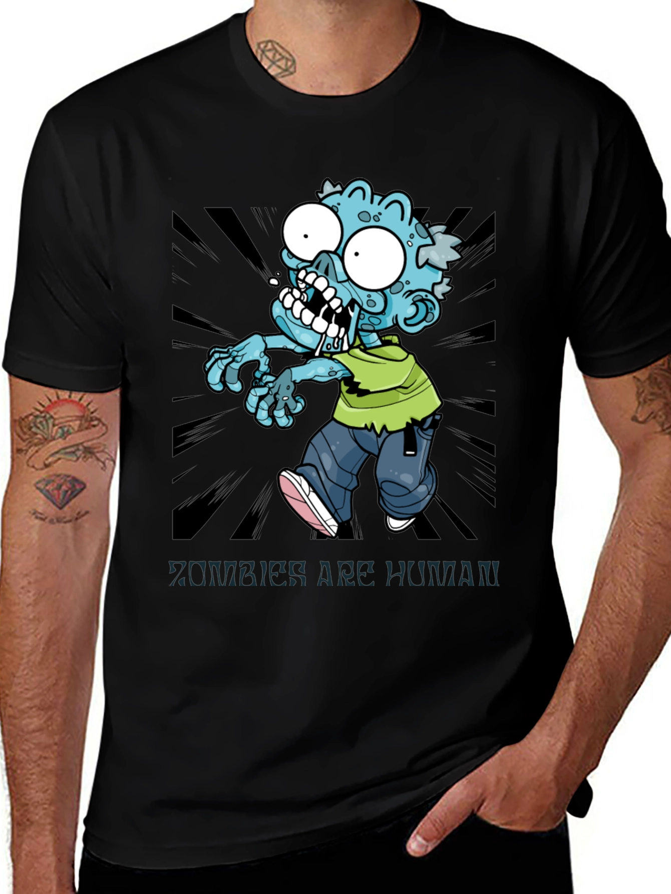 Variant 8 of Zombie Graphic T-Shirt - "Zombies are Human"