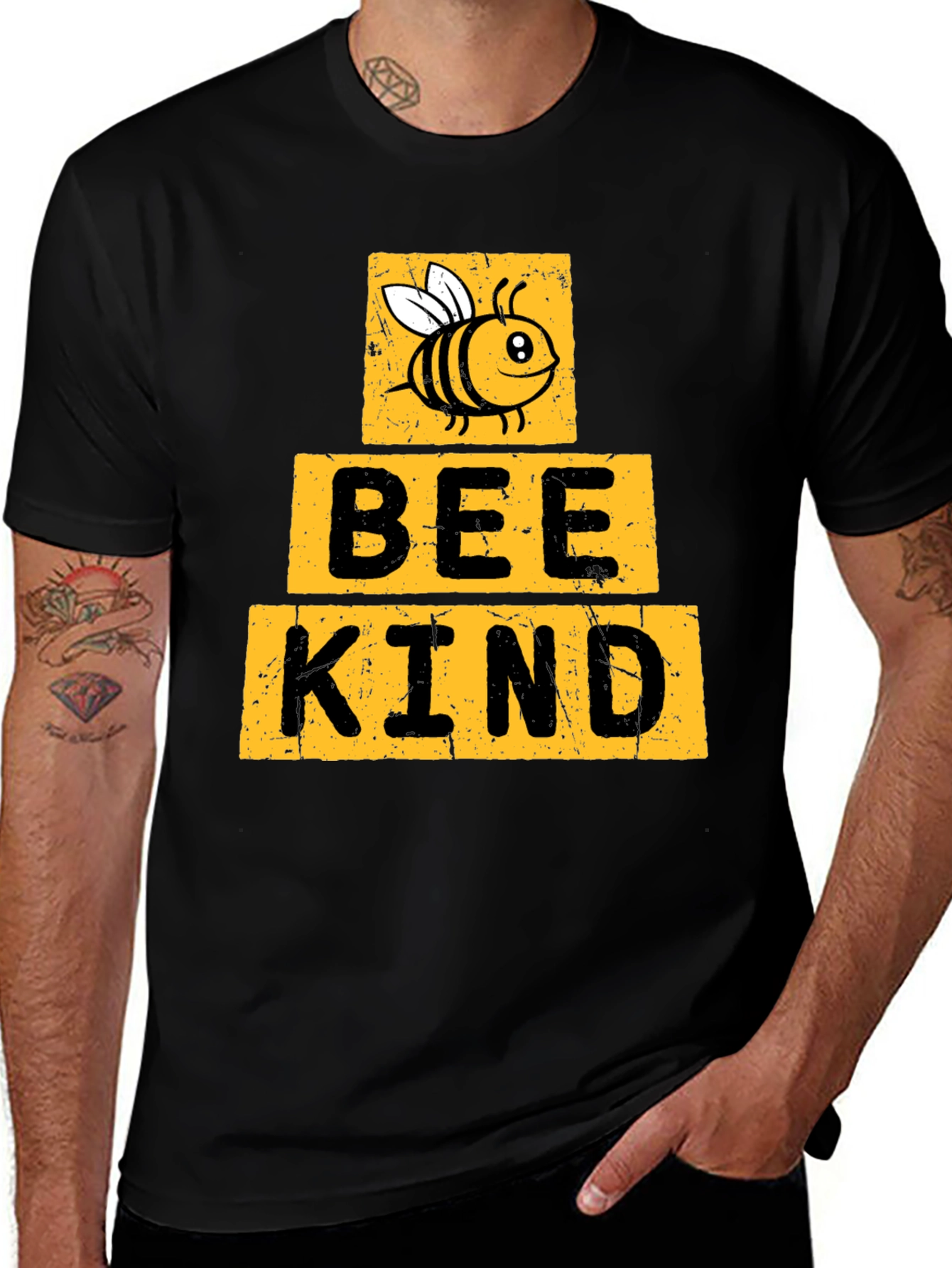Variant 27 of Bee Kind T-Shirt - Black Crew Neck