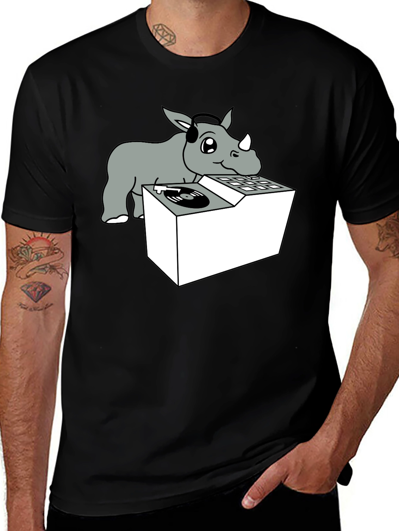 Variant 8 of DJ Rhino Graphic Tee - Music Lover Shirt