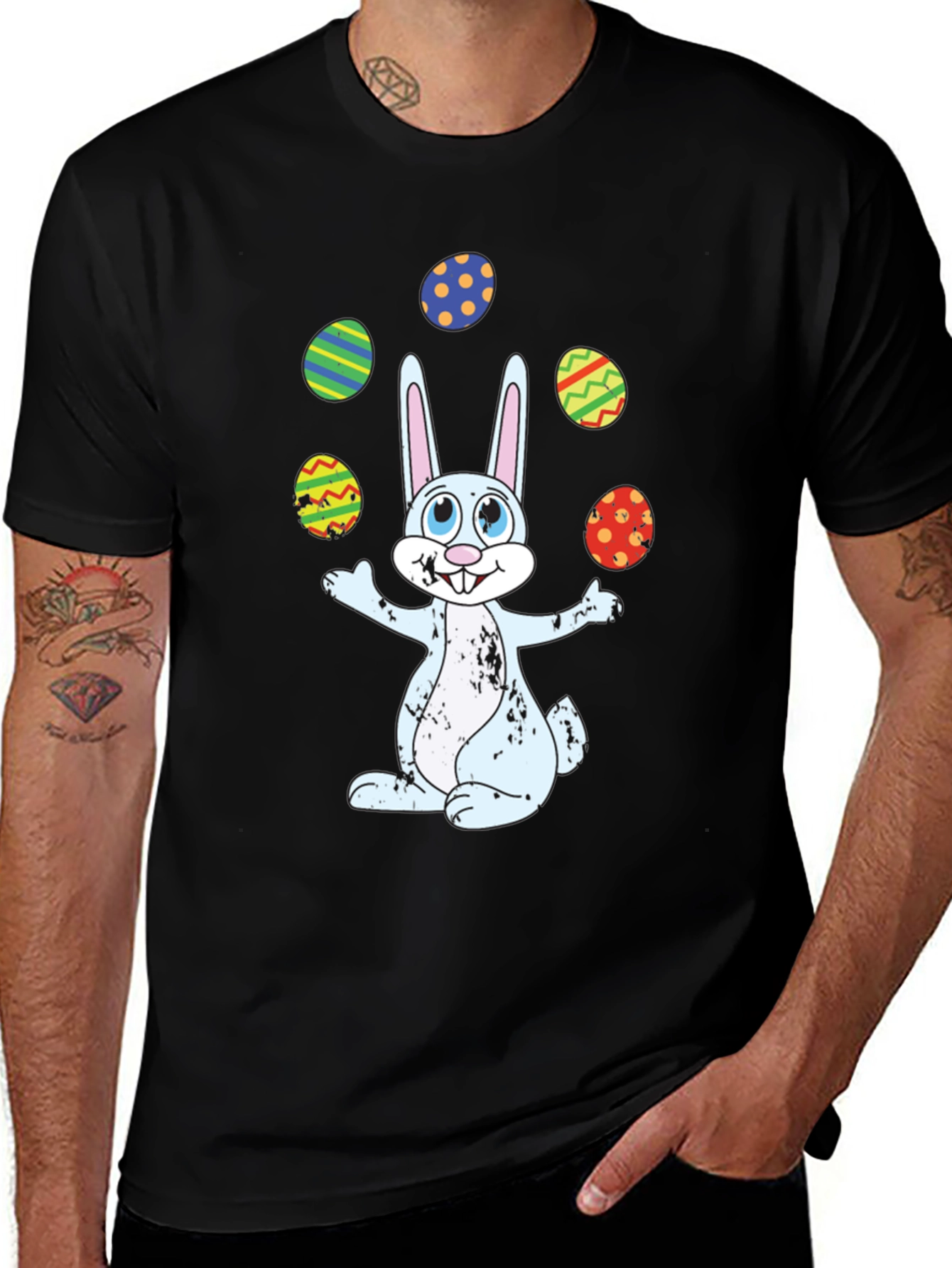 Easter Bunny Juggling Eggs Graphic Tee