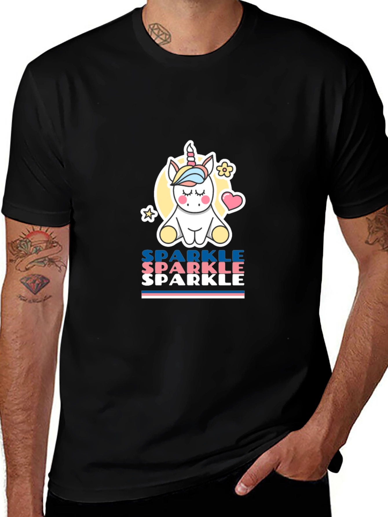 Variant 11 of Unicorn Sparkle Graphic Black T-Shirt