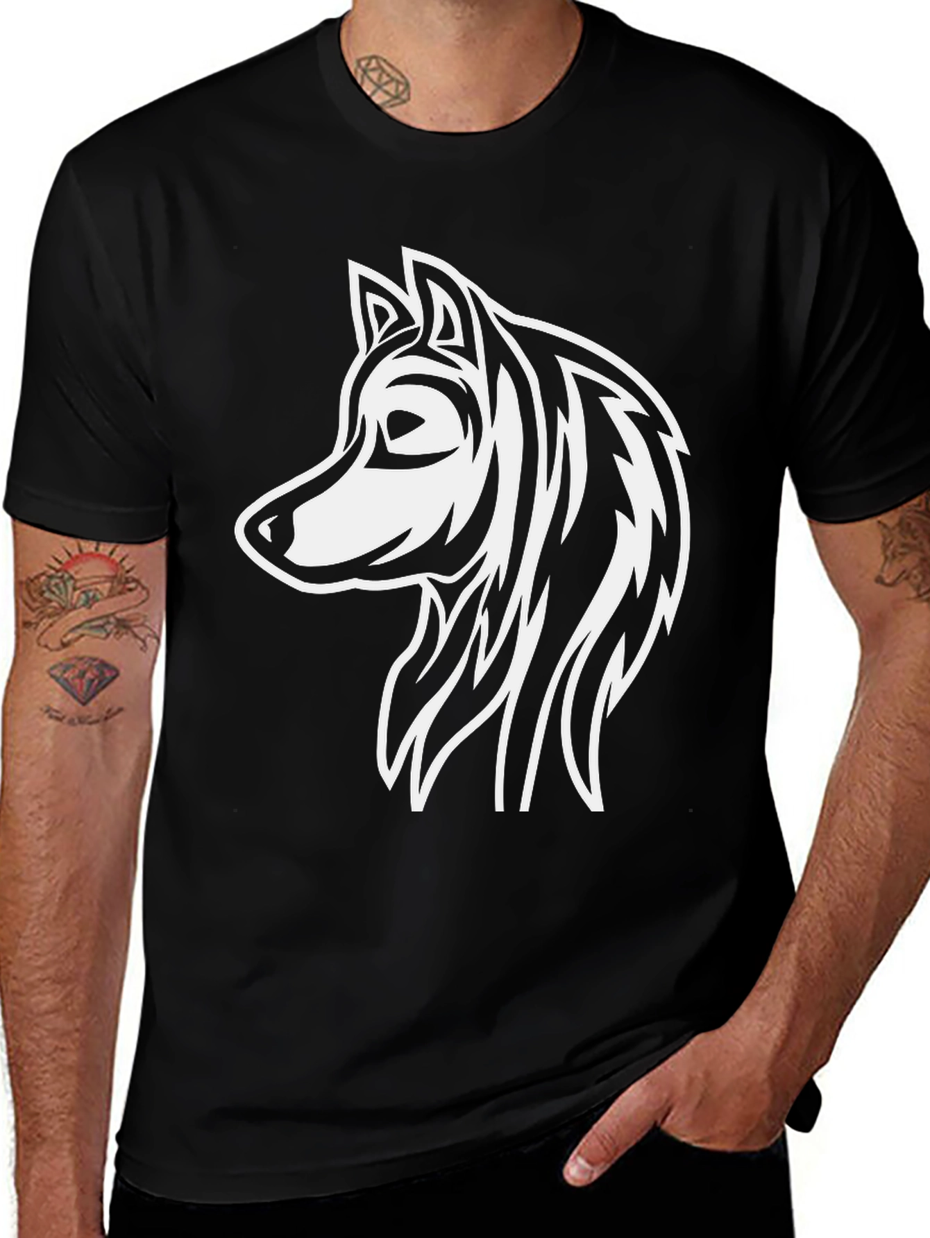 Variant 27 of Wolf Graphic Print Black T-Shirt
