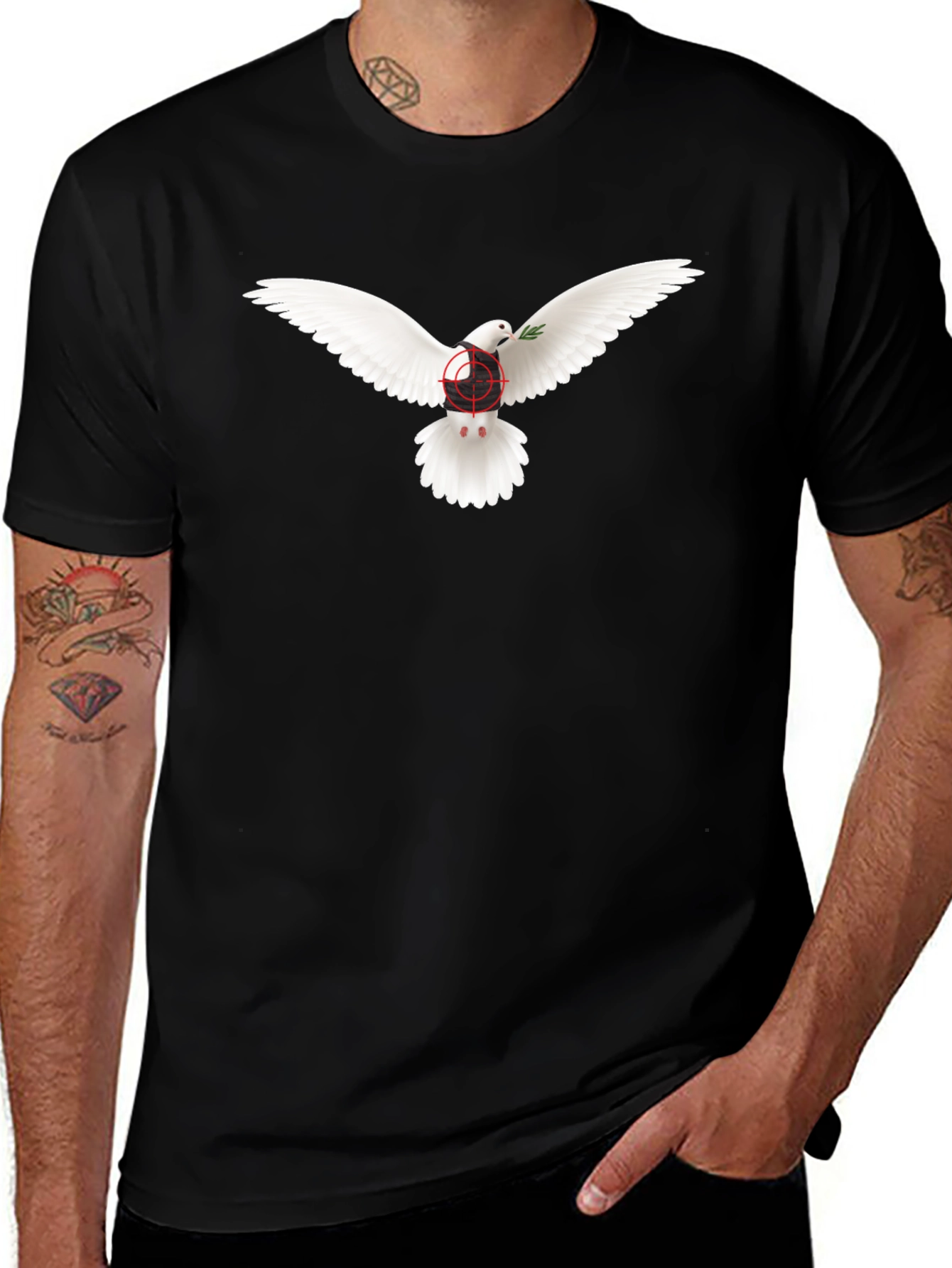 Variant 8 of Dove Peace T-Shirt - Target Design - Black