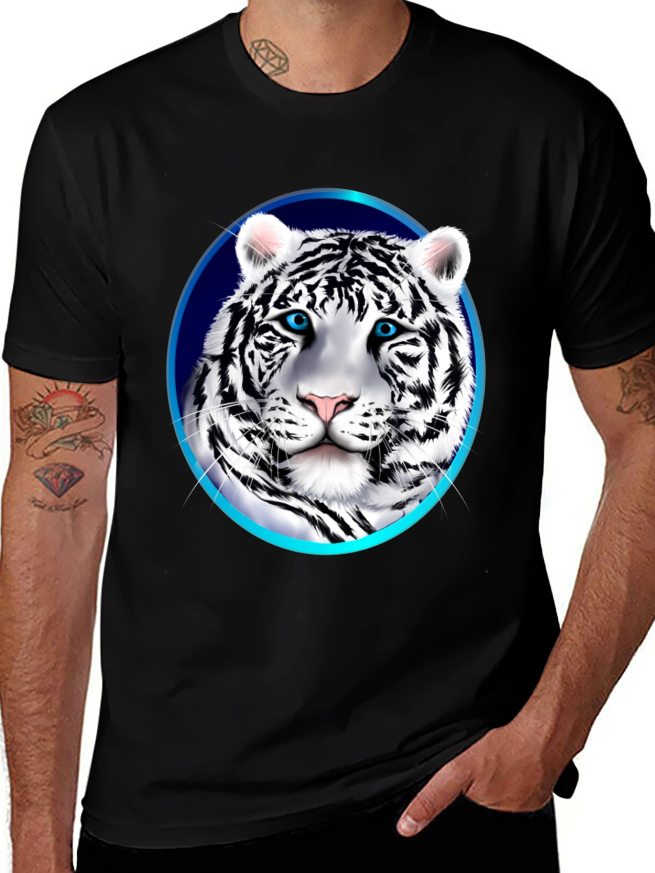 Variant 21 of Cool Tiger Graphic Print Black T-Shirt