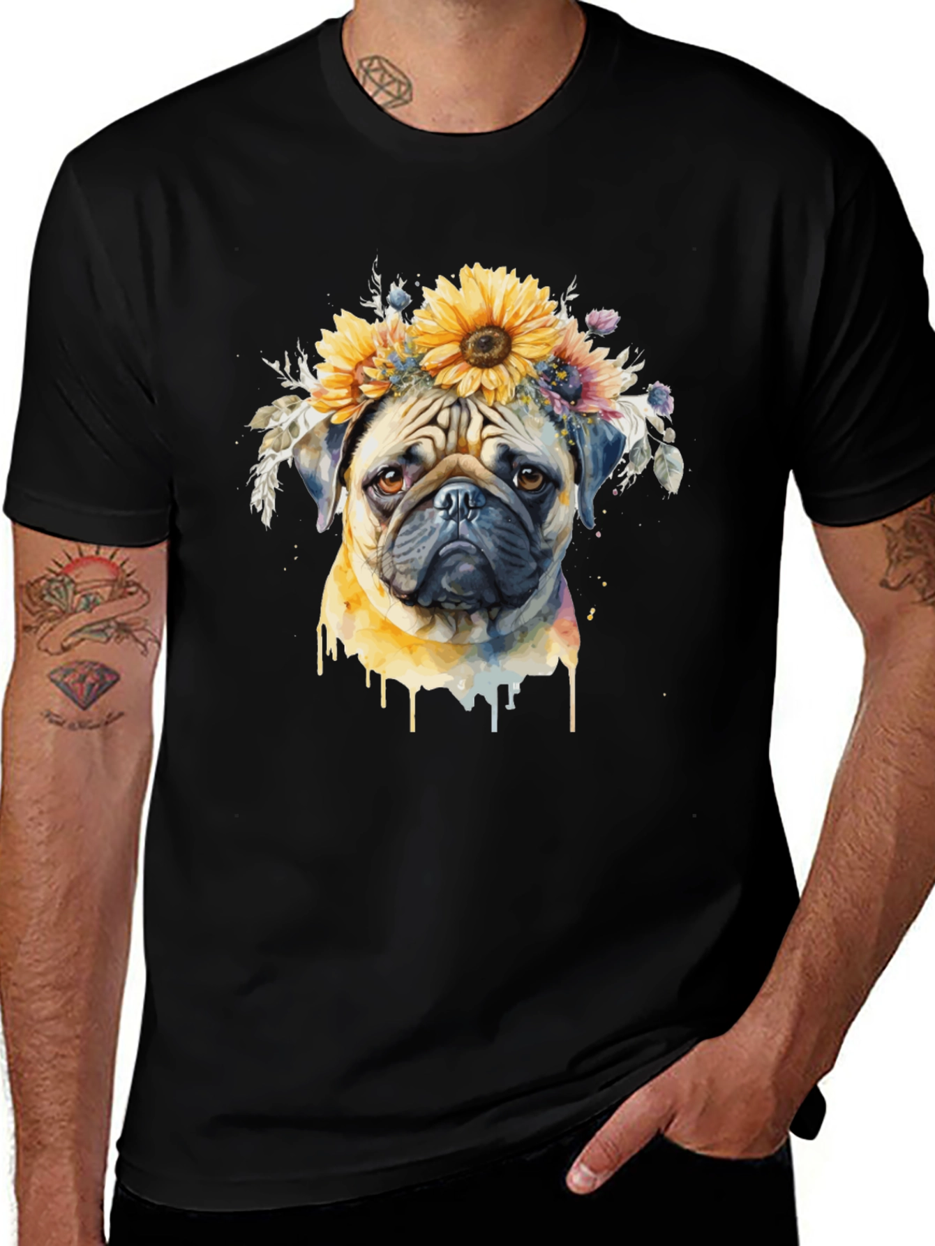 Variant 18 of Pug Dog Sunflower Crown T-Shirt