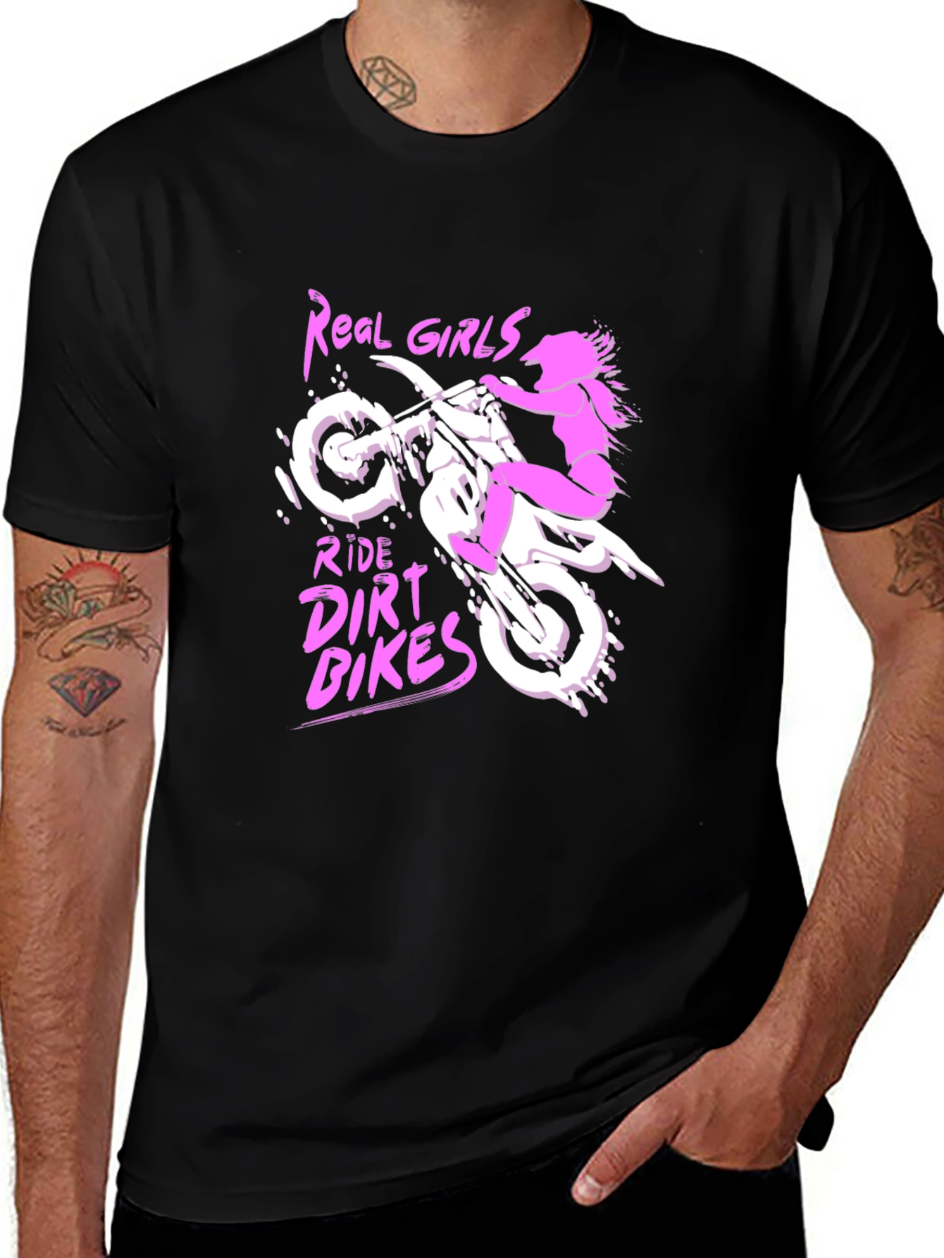 Variant 17 of Real Girls Ride Dirt Bikes T-Shirt - Black