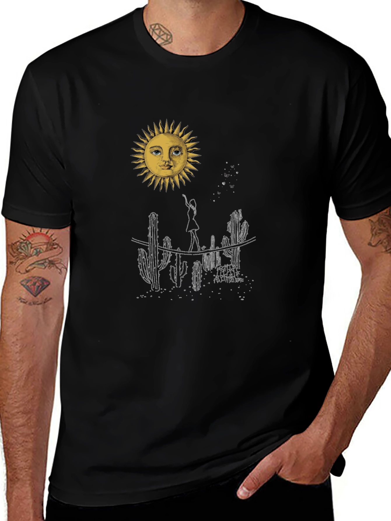 Variant 13 of Desert Sun Graphic Tee - Black Cotton T-Shirt