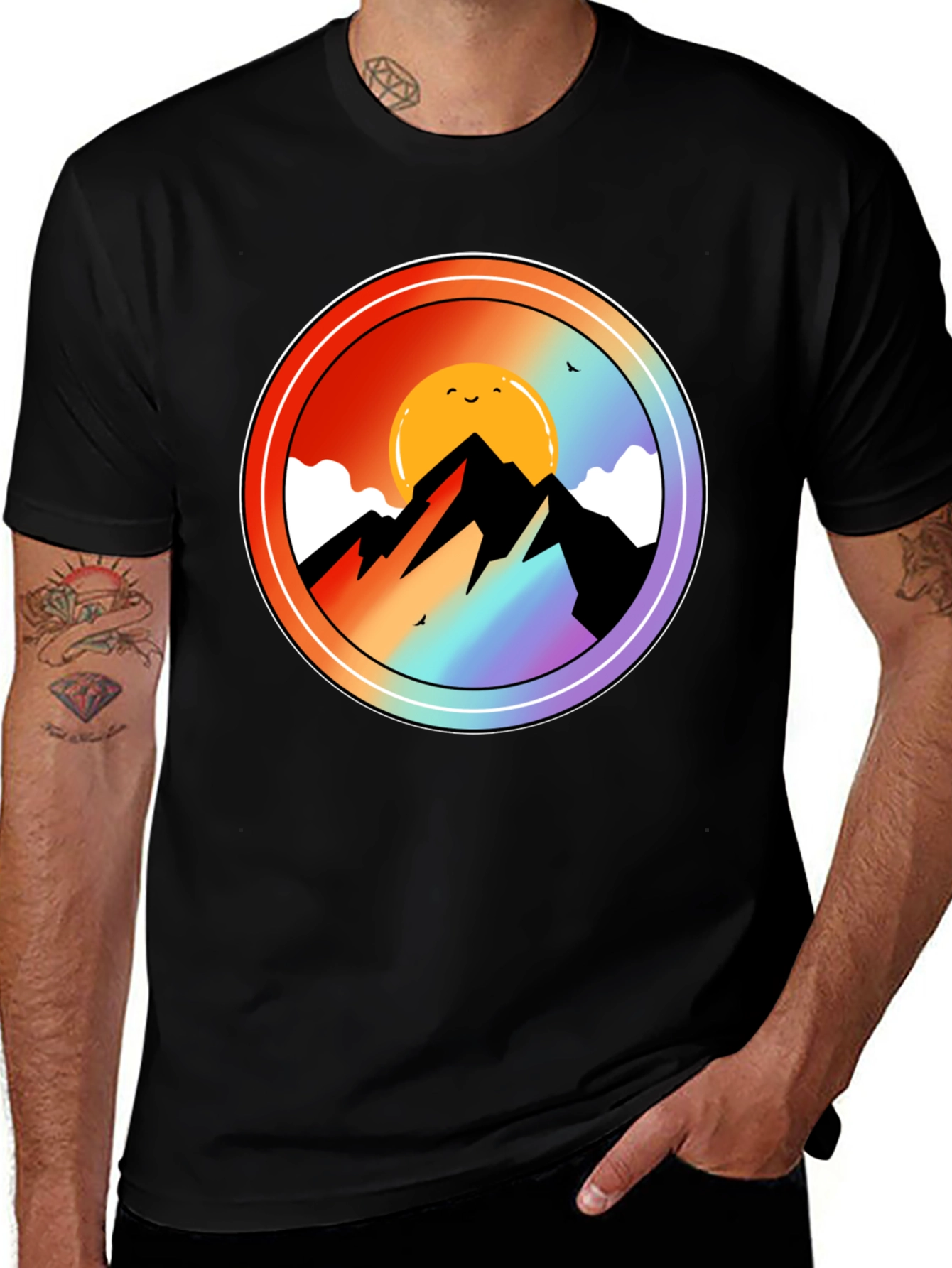 Variant 23 of Mountain Sunset Graphic Tee - Black Cotton Blend