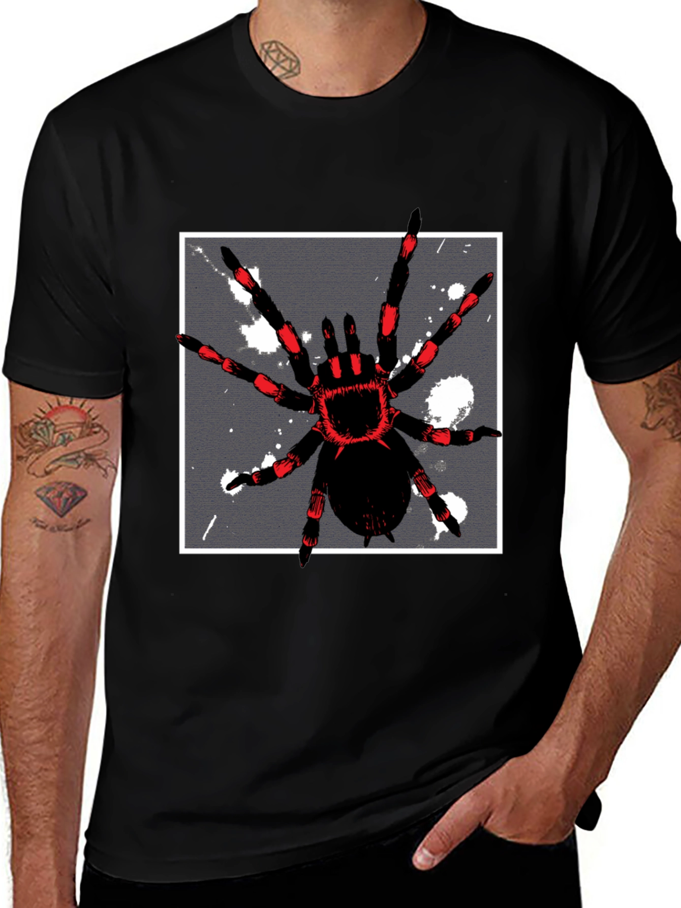 Variant 24 of Spider Graphic Tee - Men's Black T-Shirt