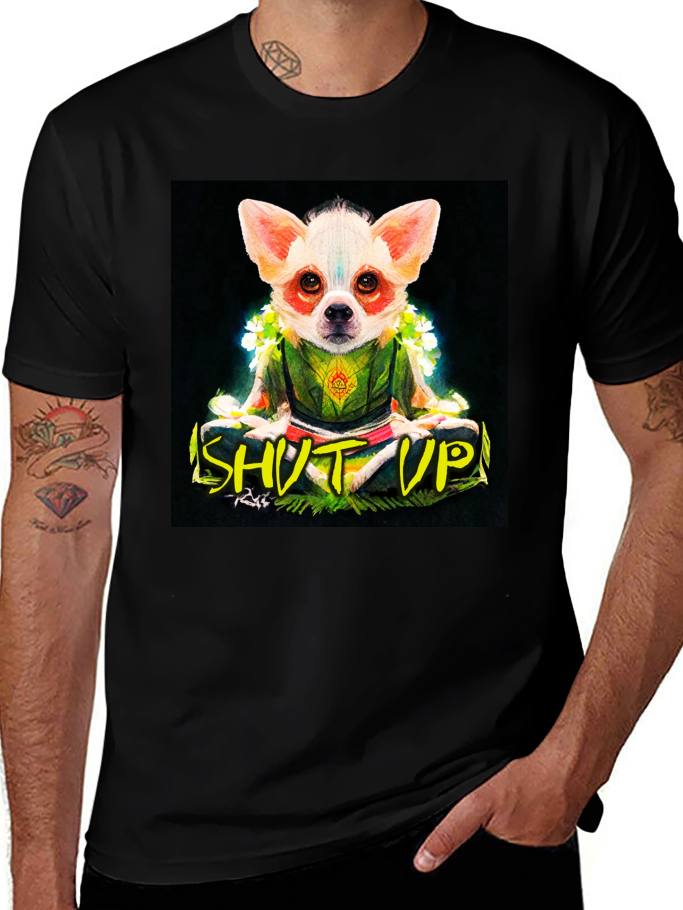 Zen Chihuahua Graphic Tee - Shut Up & Meditate