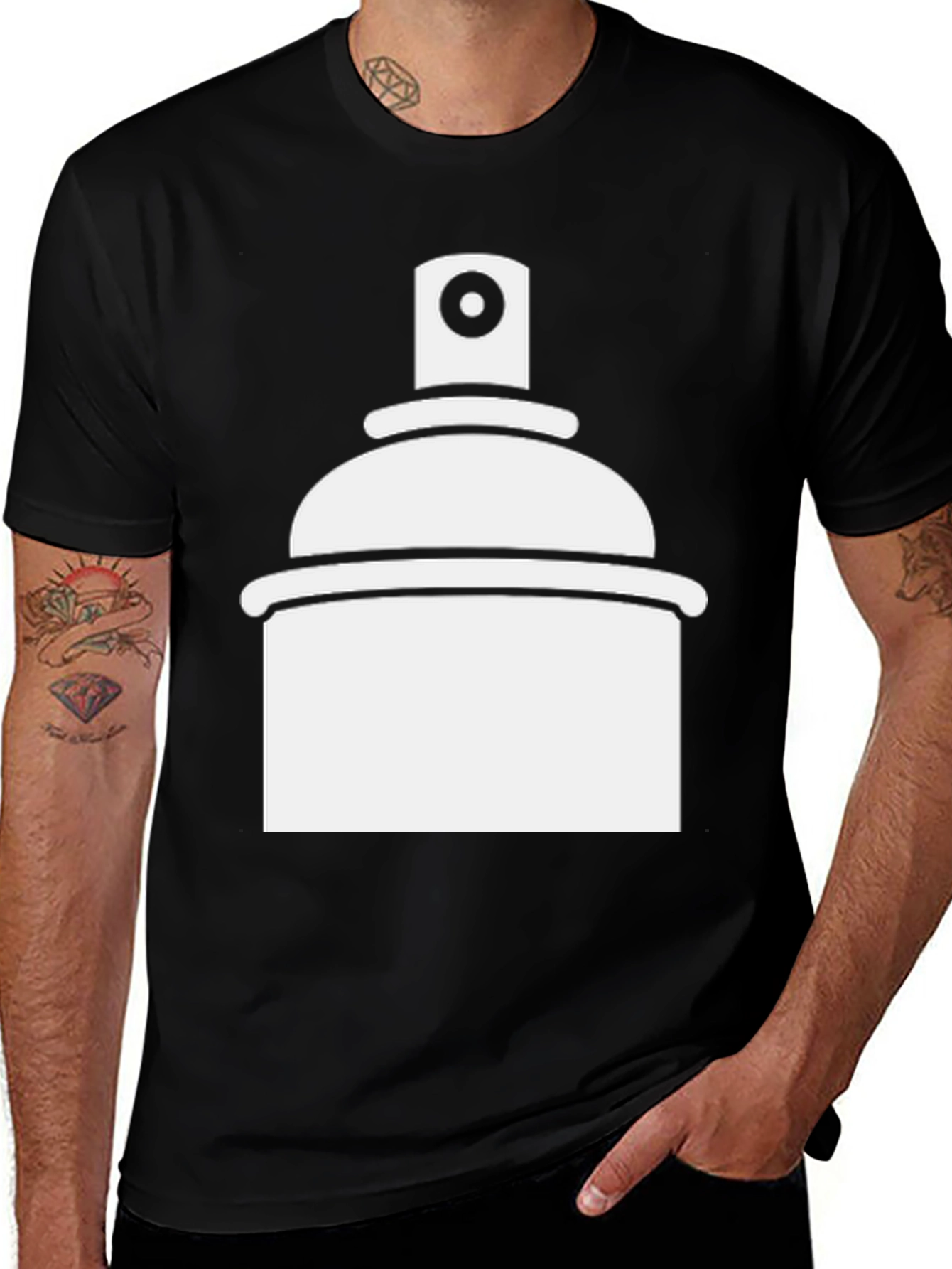 Variant 26 of Spray Paint Graphic Tee - Black Casual T-Shirt