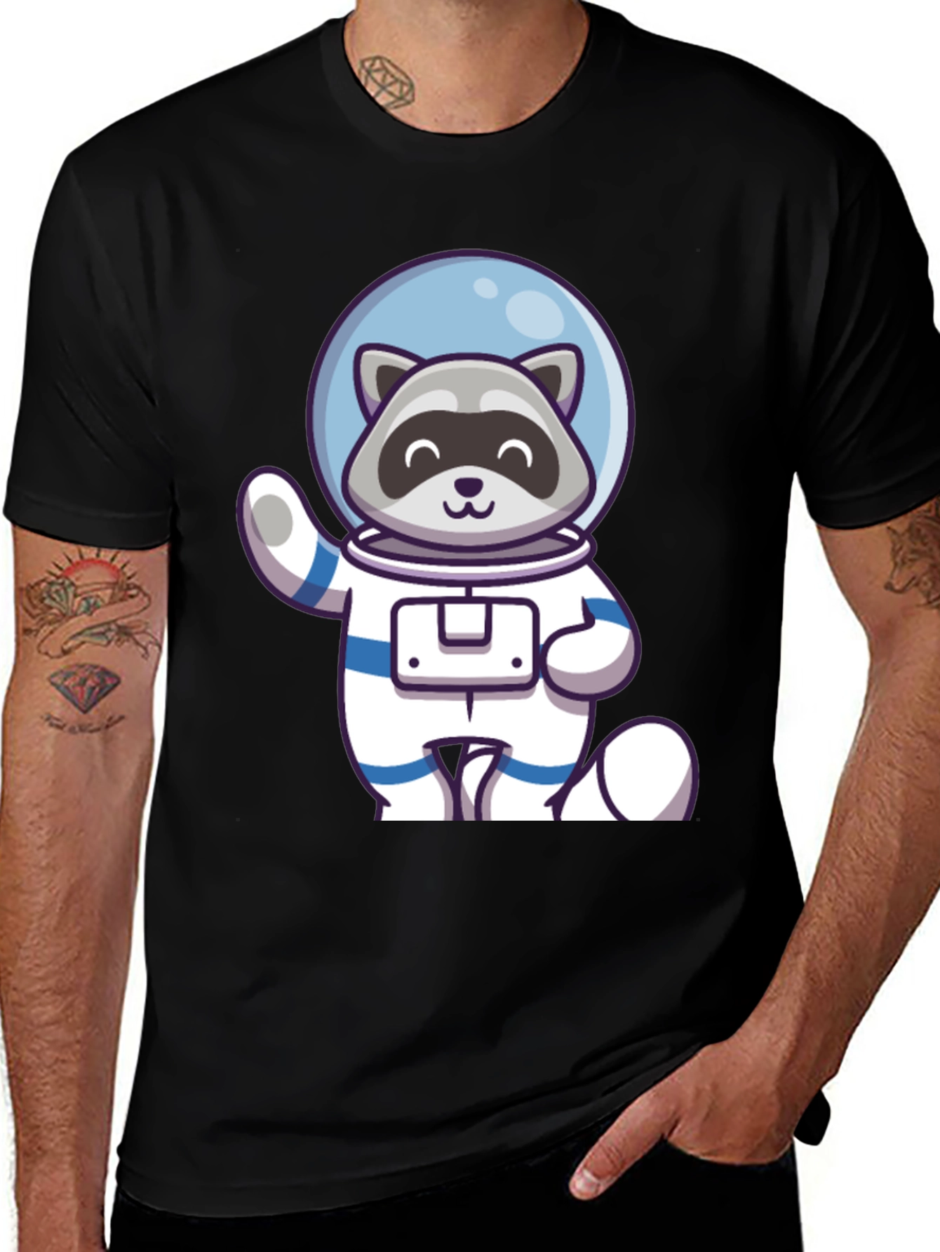 Variant 10 of Raccoon Astronaut Graphic Tee - Cool Space Design