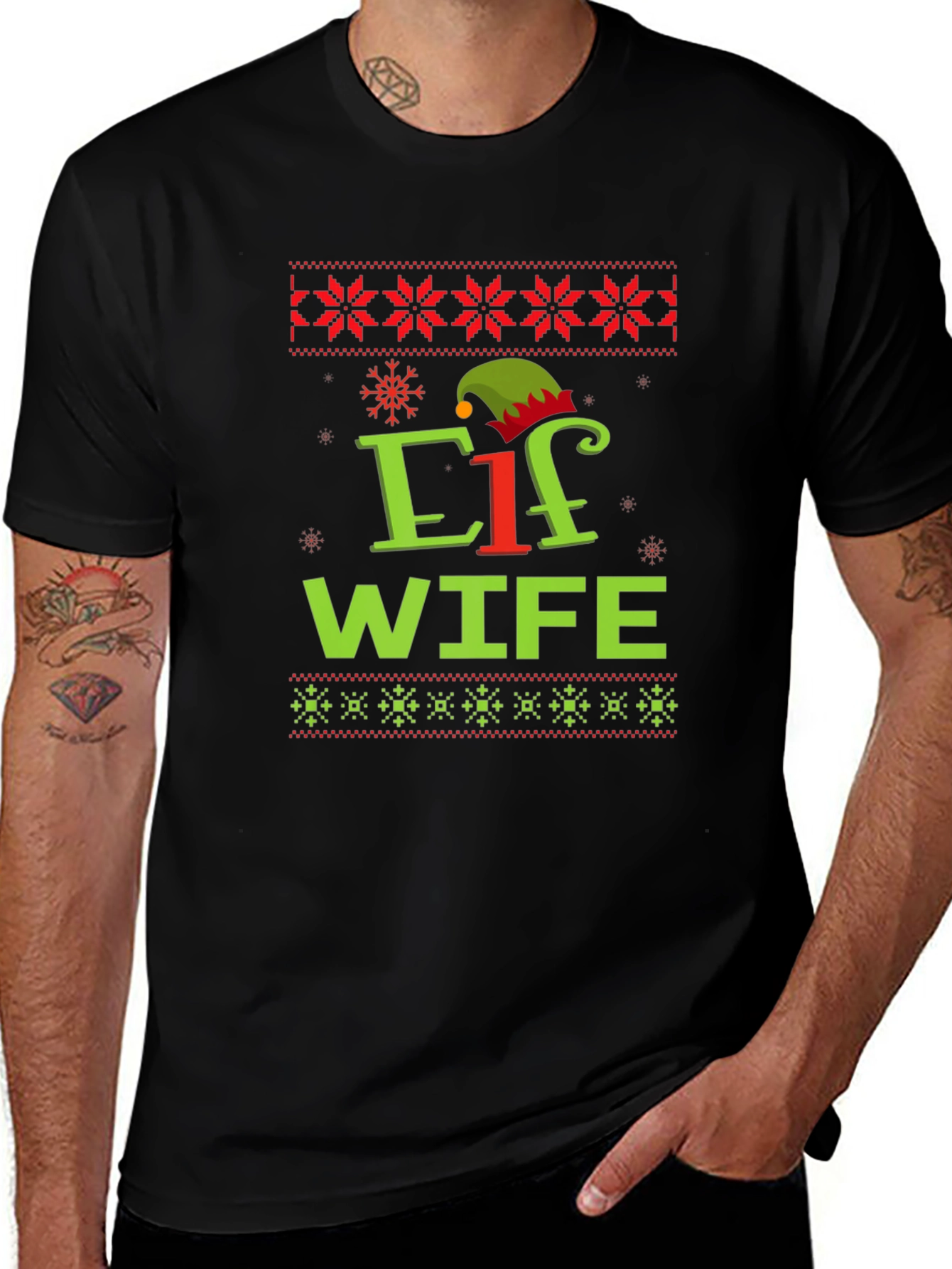 Festive Elf Wife Graphic T-Shirt