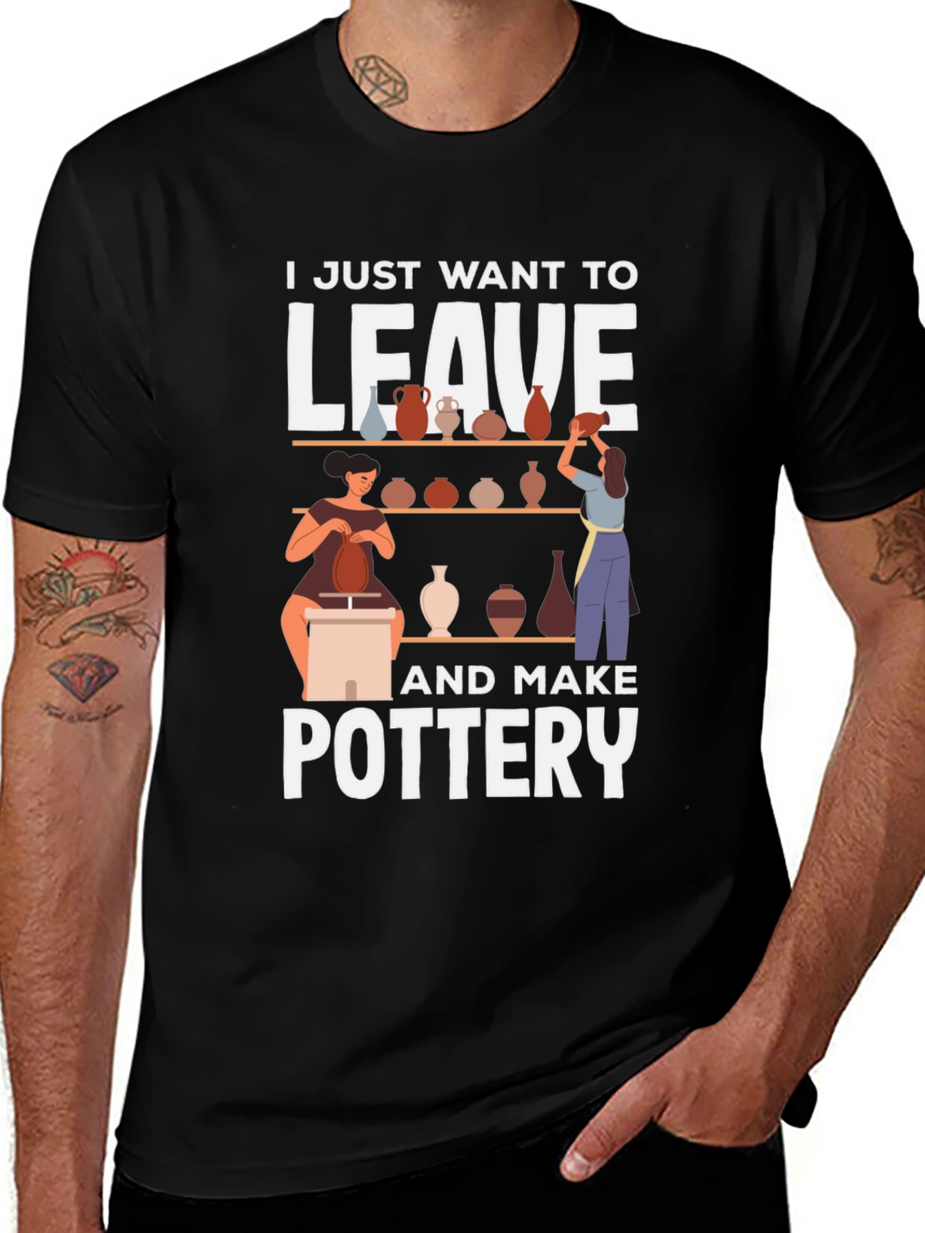 Variant 25 of Pottery Lover Graphic T-Shirt - Leave and Make Pottery