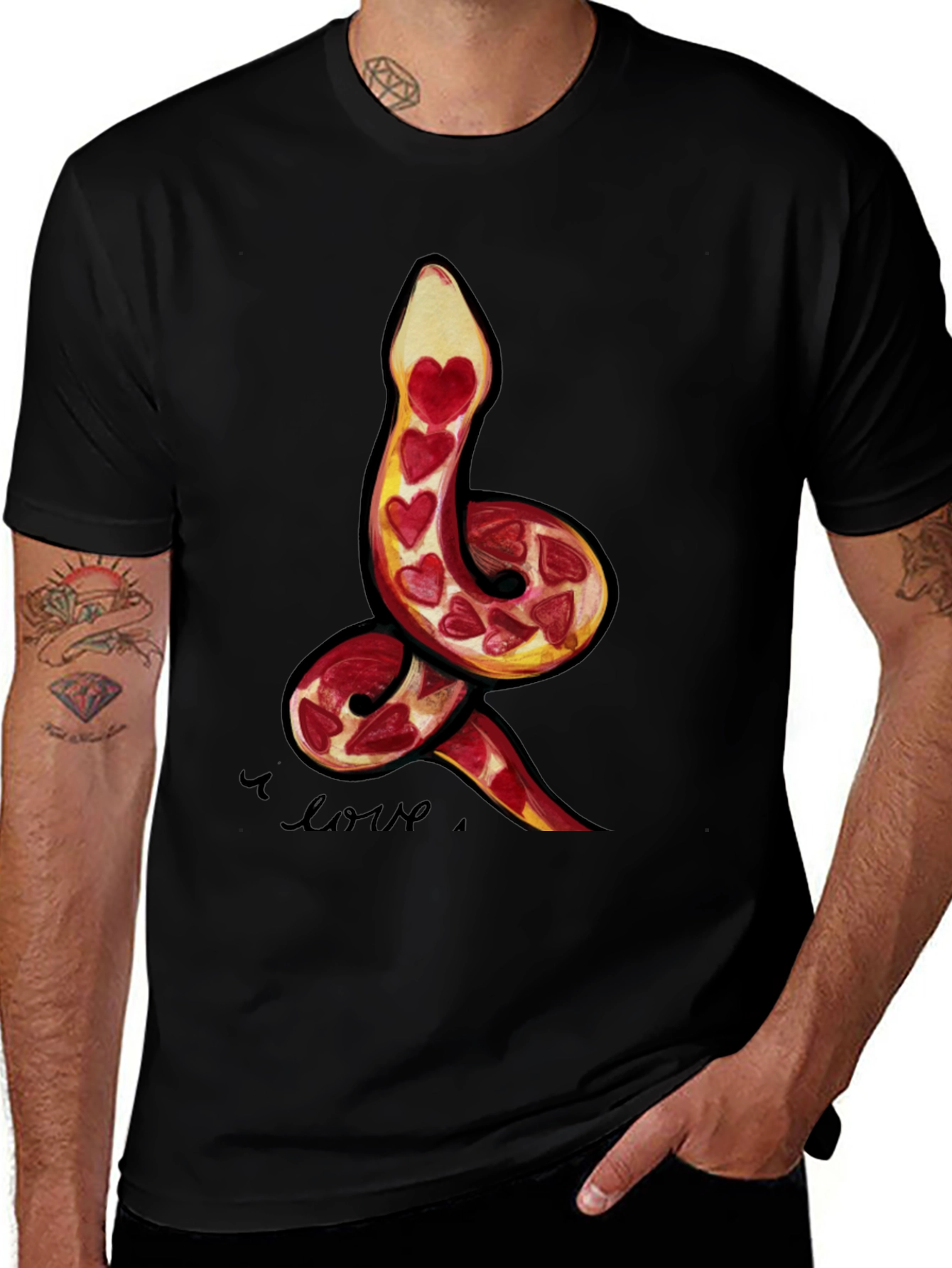 Variant 27 of Snake Heart Graphic T-Shirt - Men's Black Tee