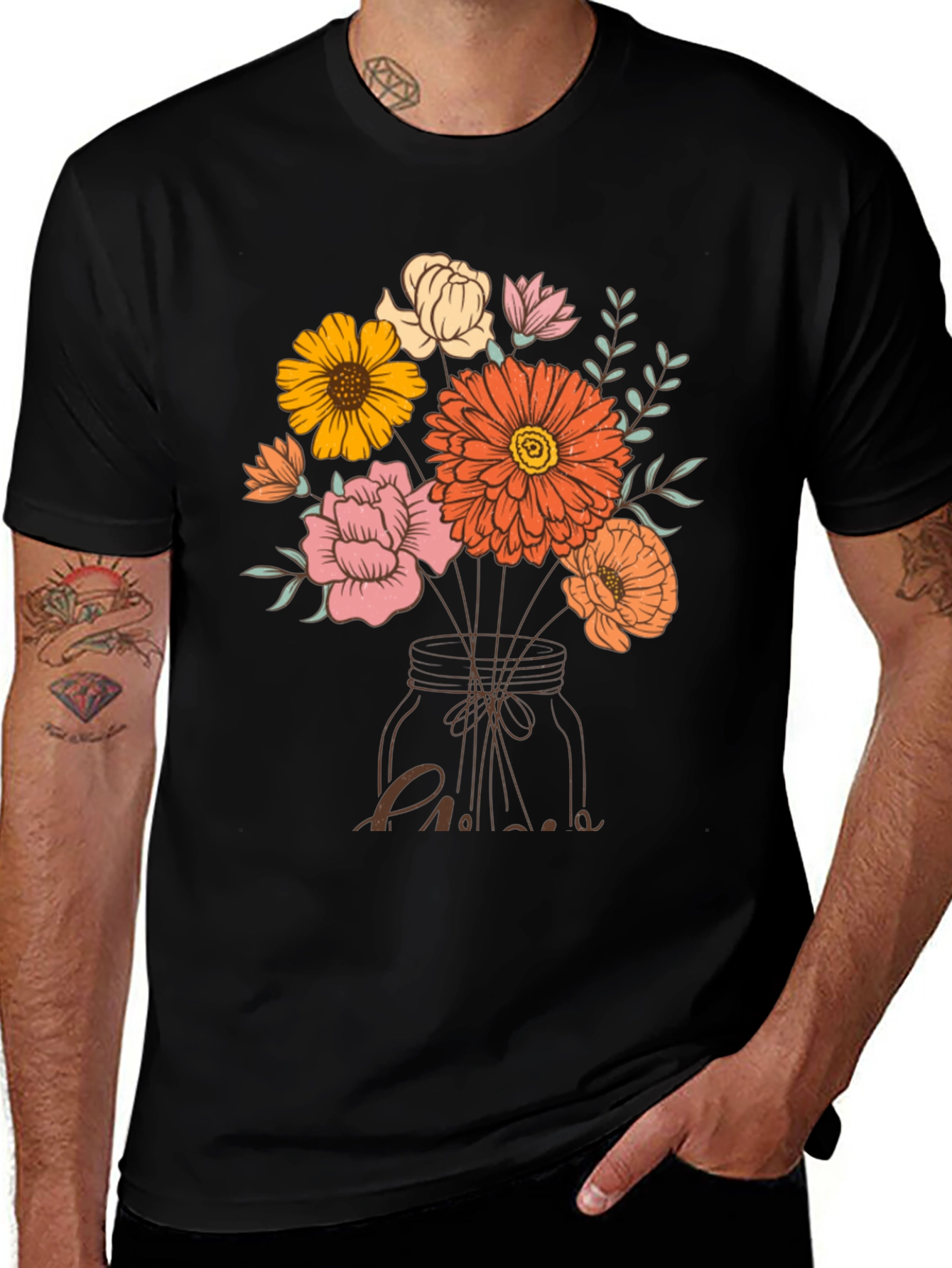Variant 12 of Floral Bouquet in Mason Jar Graphic Tee