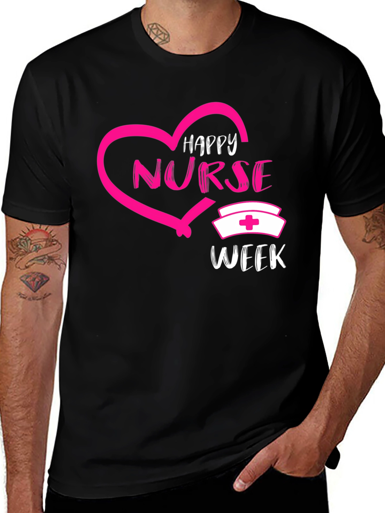 Variant 12 of Happy Nurse Week Graphic Tee - Black