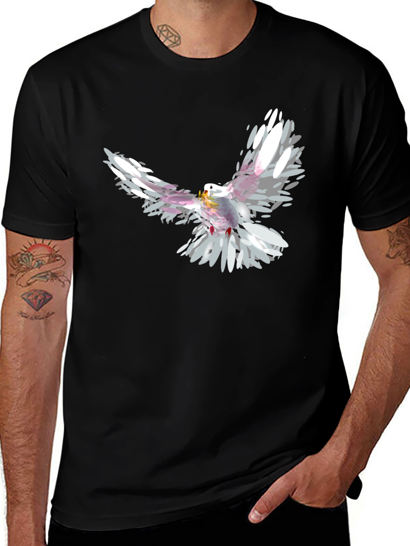 Variant 17 of Dove Graphic Tee - Stylish Black Cotton T-Shirt