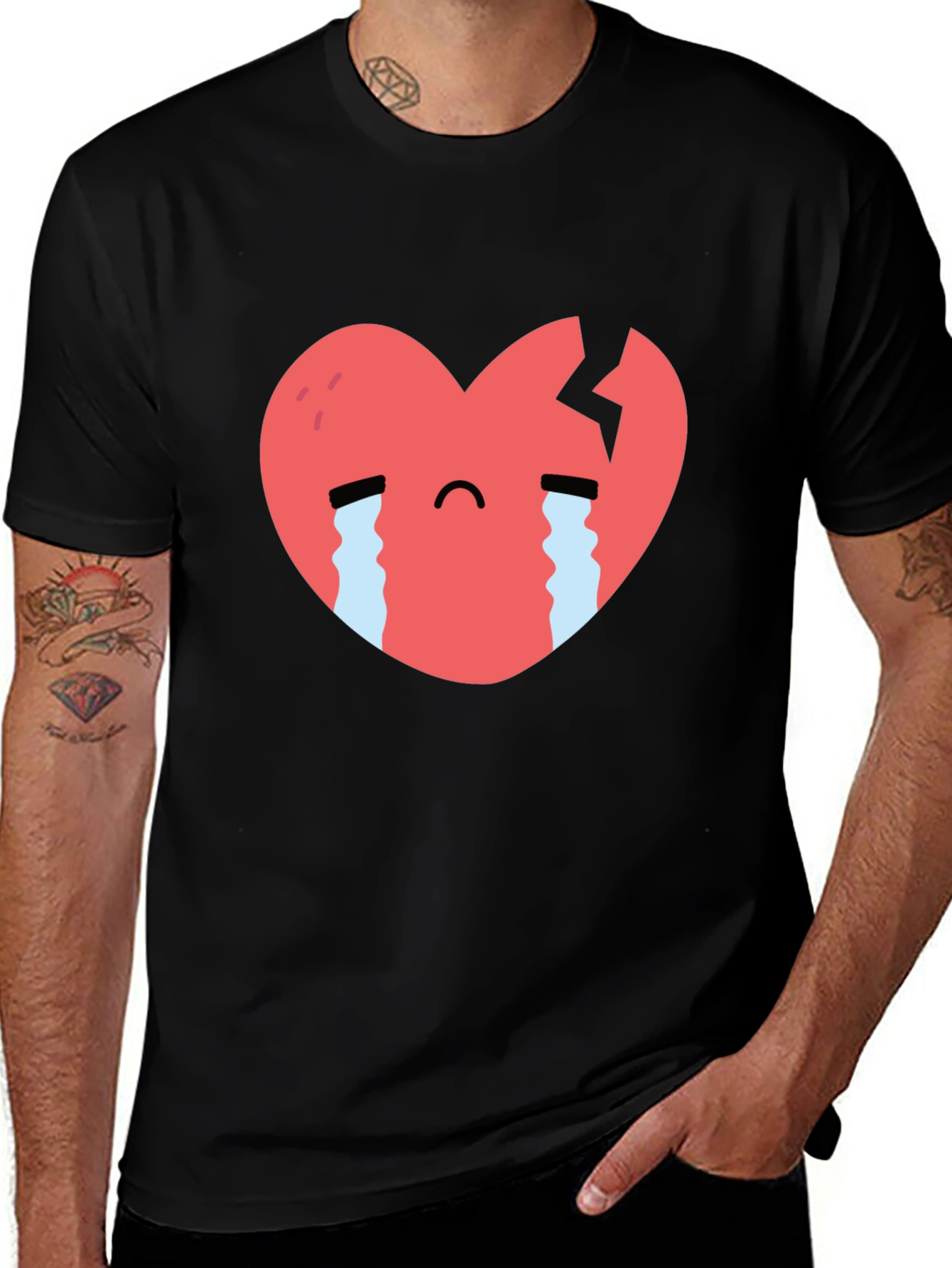 Broken Heart Graphic Black T-Shirt