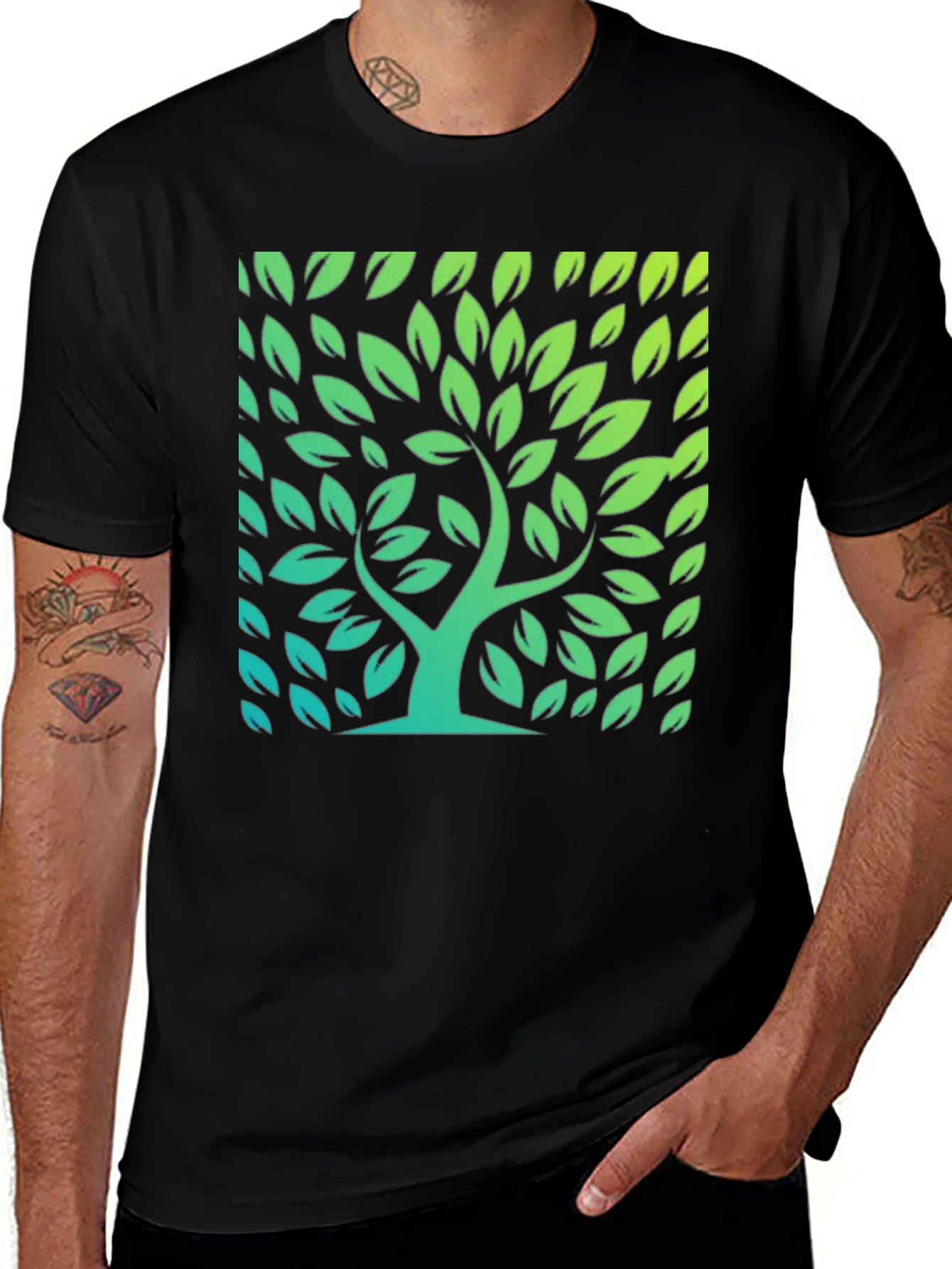 Variant 12 of Nature Tree Graphic Print Black Tee