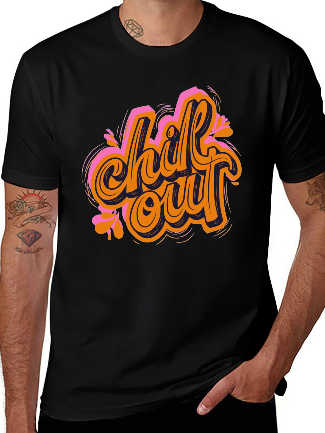 Variant 15 of Chill Out Graphic Tee - Black Cotton T-Shirt