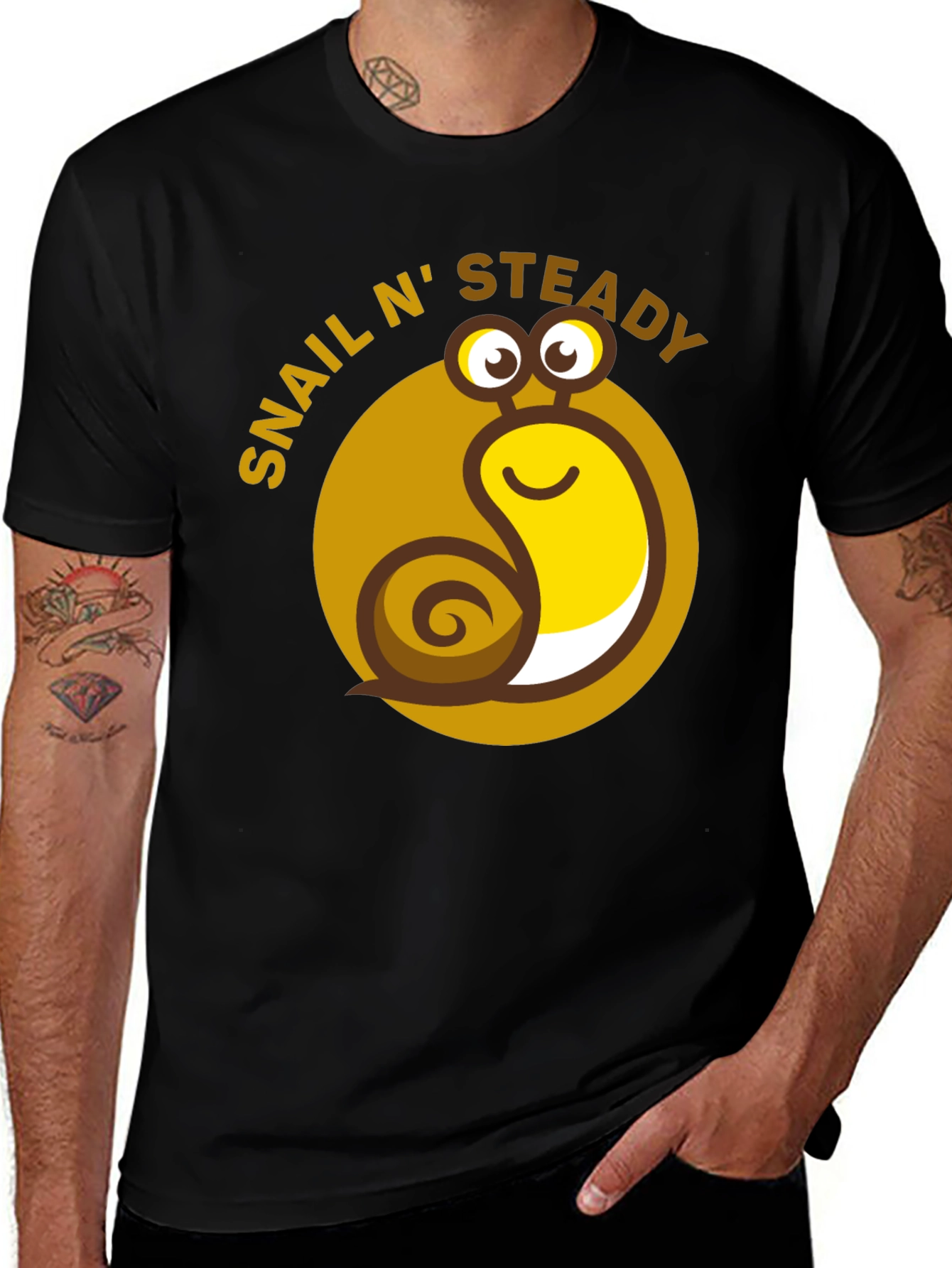 Variant 8 of Snail N' Steady Graphic Tee - Black Cotton T-Shirt
