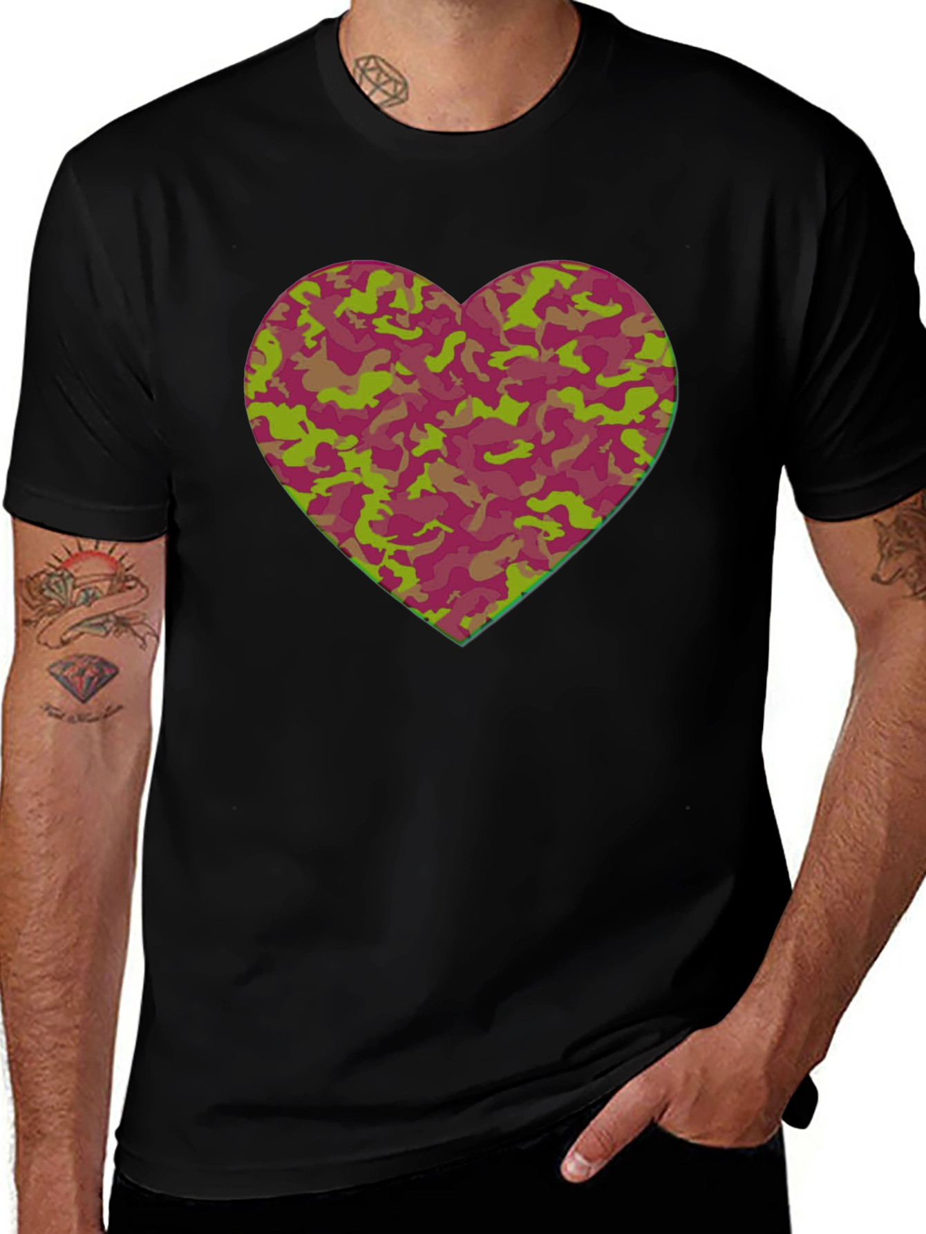Variant 18 of Camo Heart Graphic Tee - Stylish Casual Wear