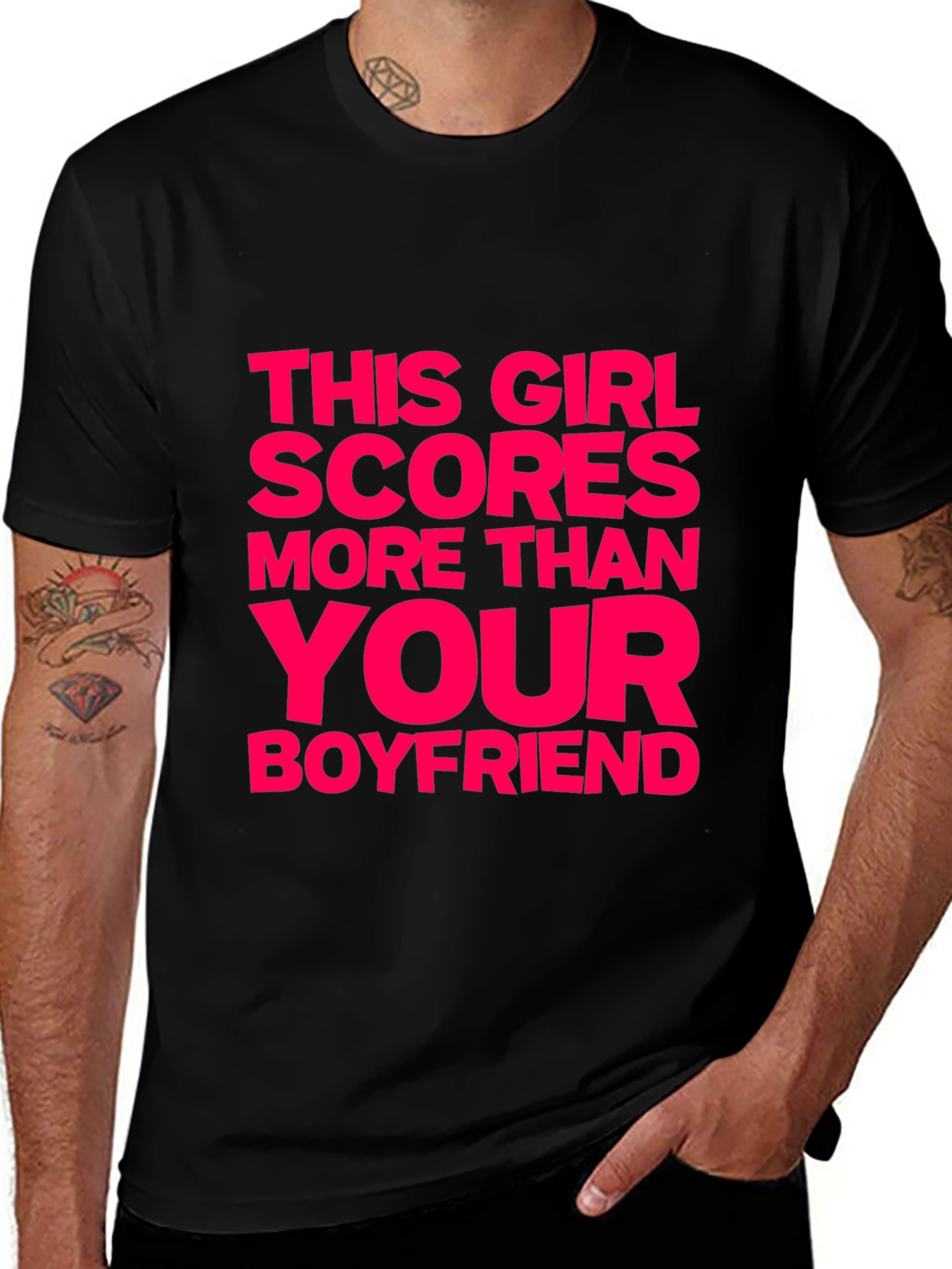 Funny Sarcastic T-Shirt - This Girl Scores More Than Your Boyfriend
