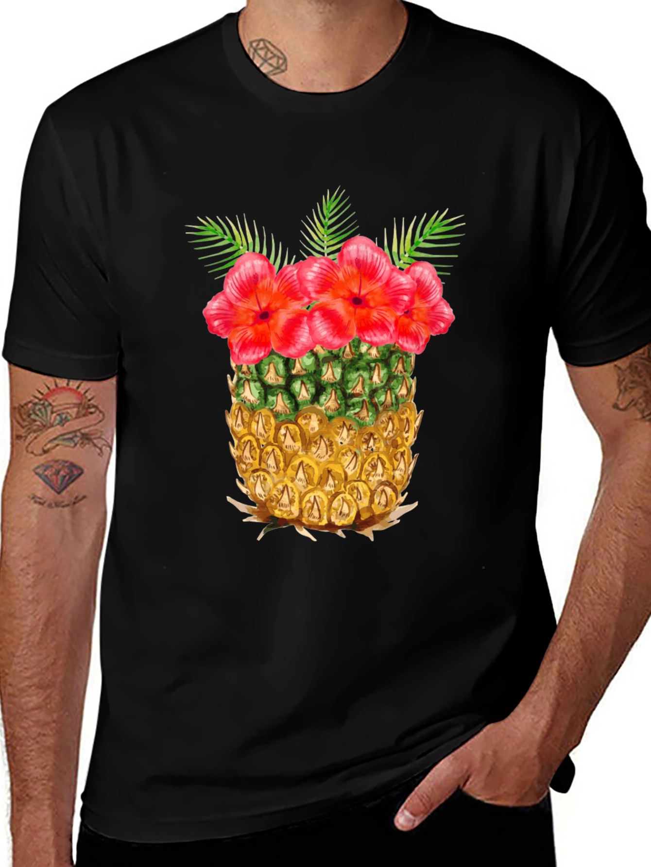 Variant 7 of Tropical Pineapple Floral T-Shirt