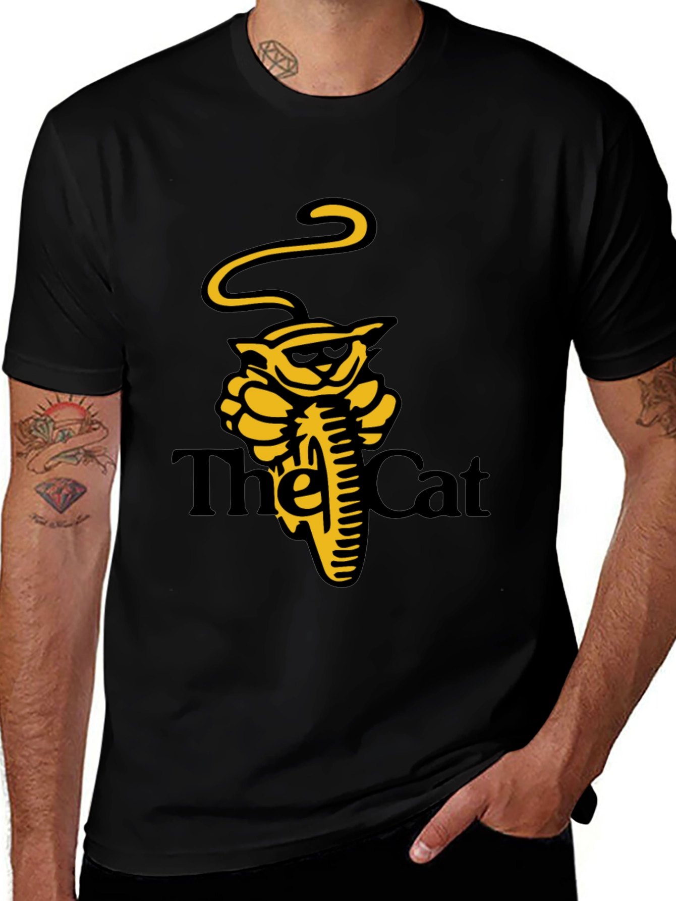Variant 19 of Cool Cat Motorcycle Black T-Shirt