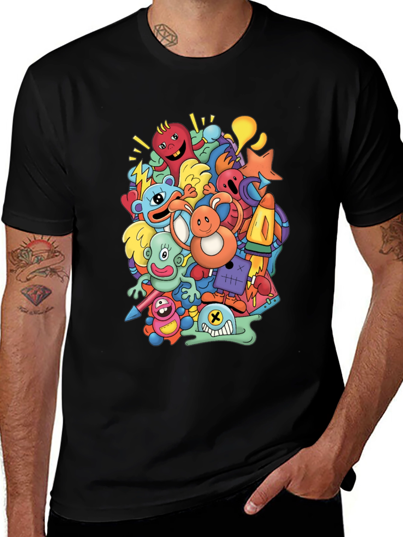 Variant 22 of Colorful Cartoon Doodle Graphic T-Shirt