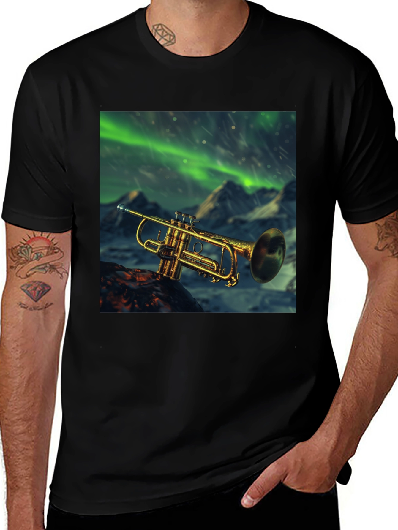 Variant 3 of Trumpet Aurora T-Shirt - Unique Music Lover Tee