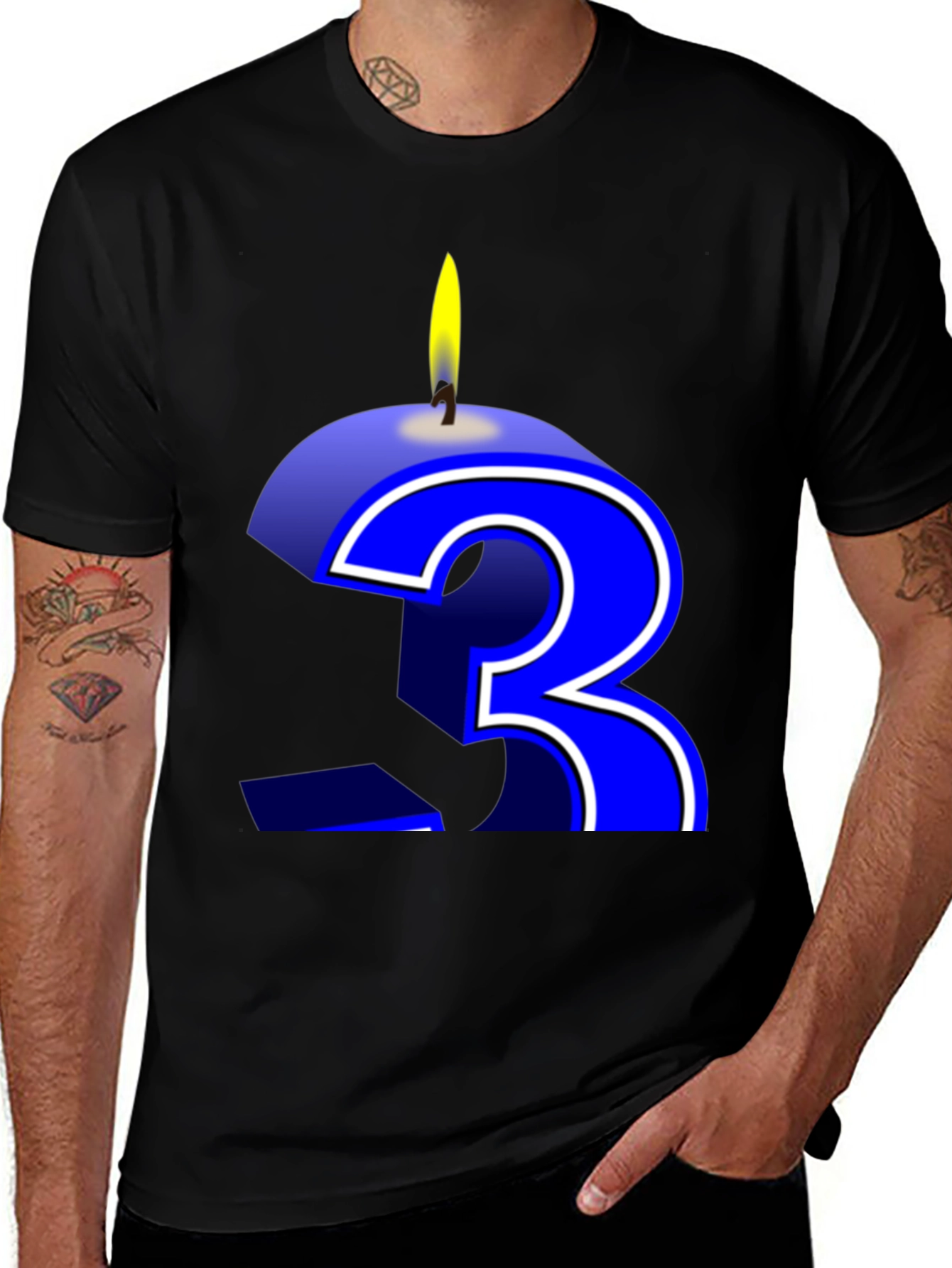 Variant 10 of Birthday Number 3 Candle Graphic Tee