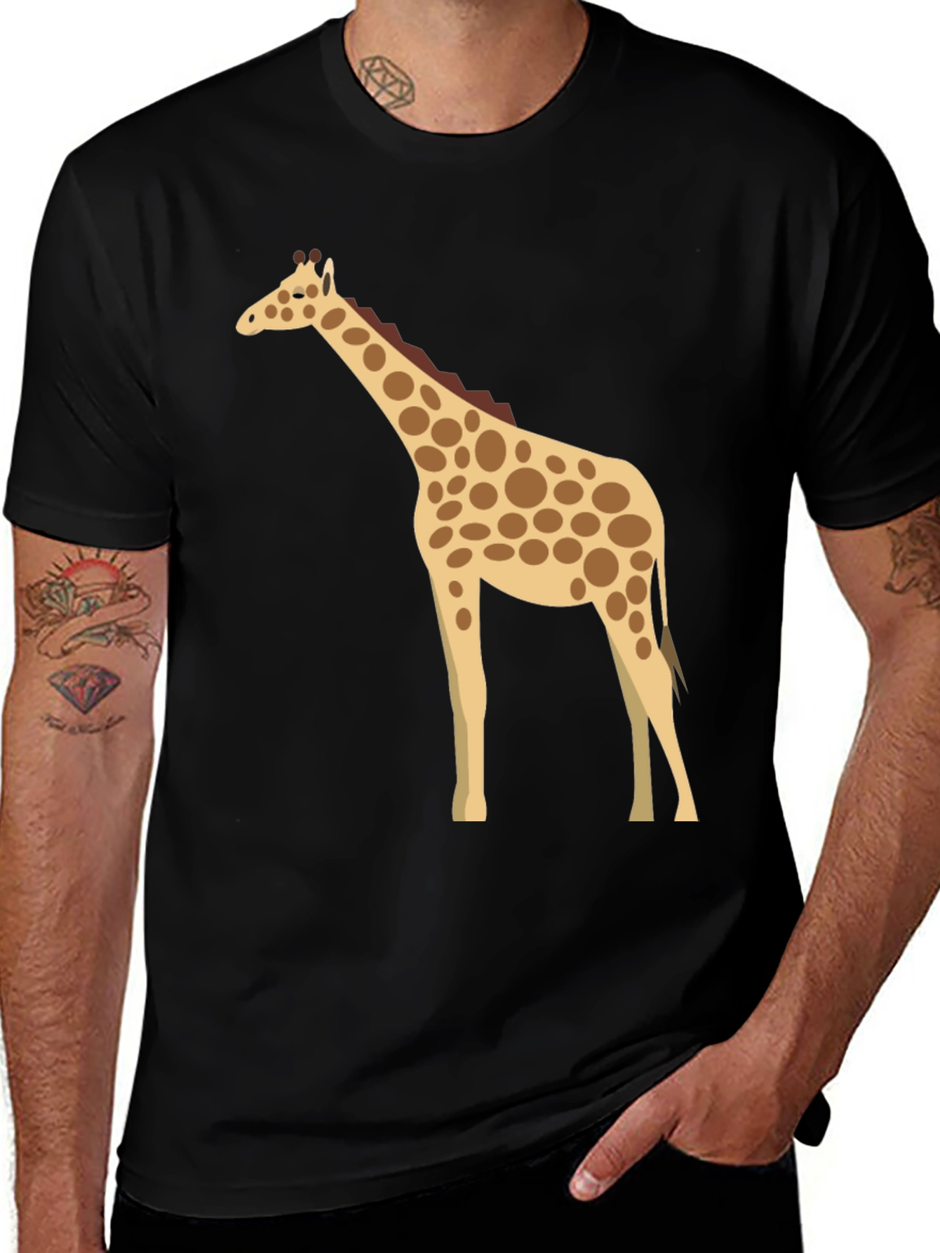 Variant 11 of Giraffe Graphic Print Black T-Shirt