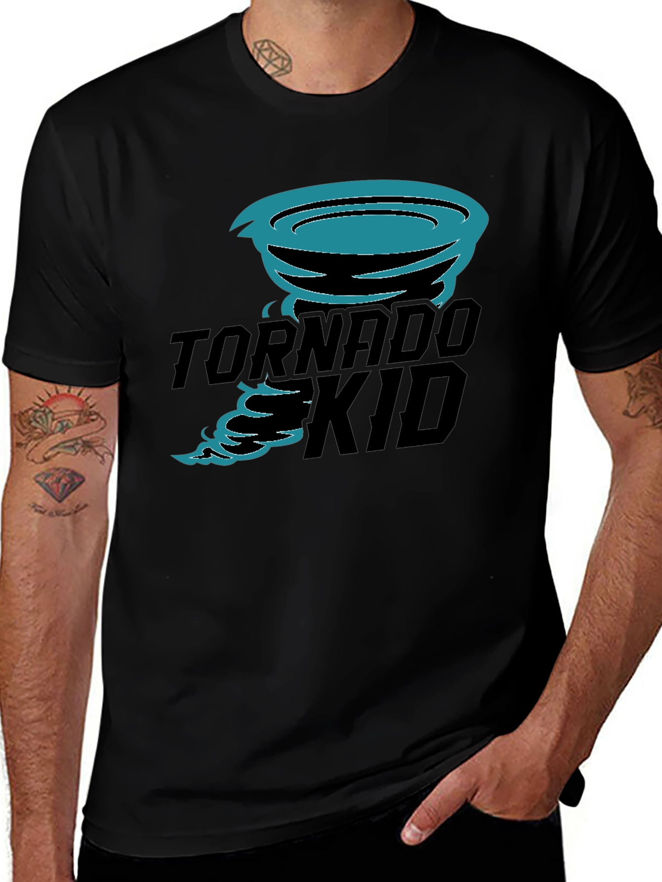 Variant 24 of Tornado Kid Graphic Tee - Black Cotton Casual T-Shirt
