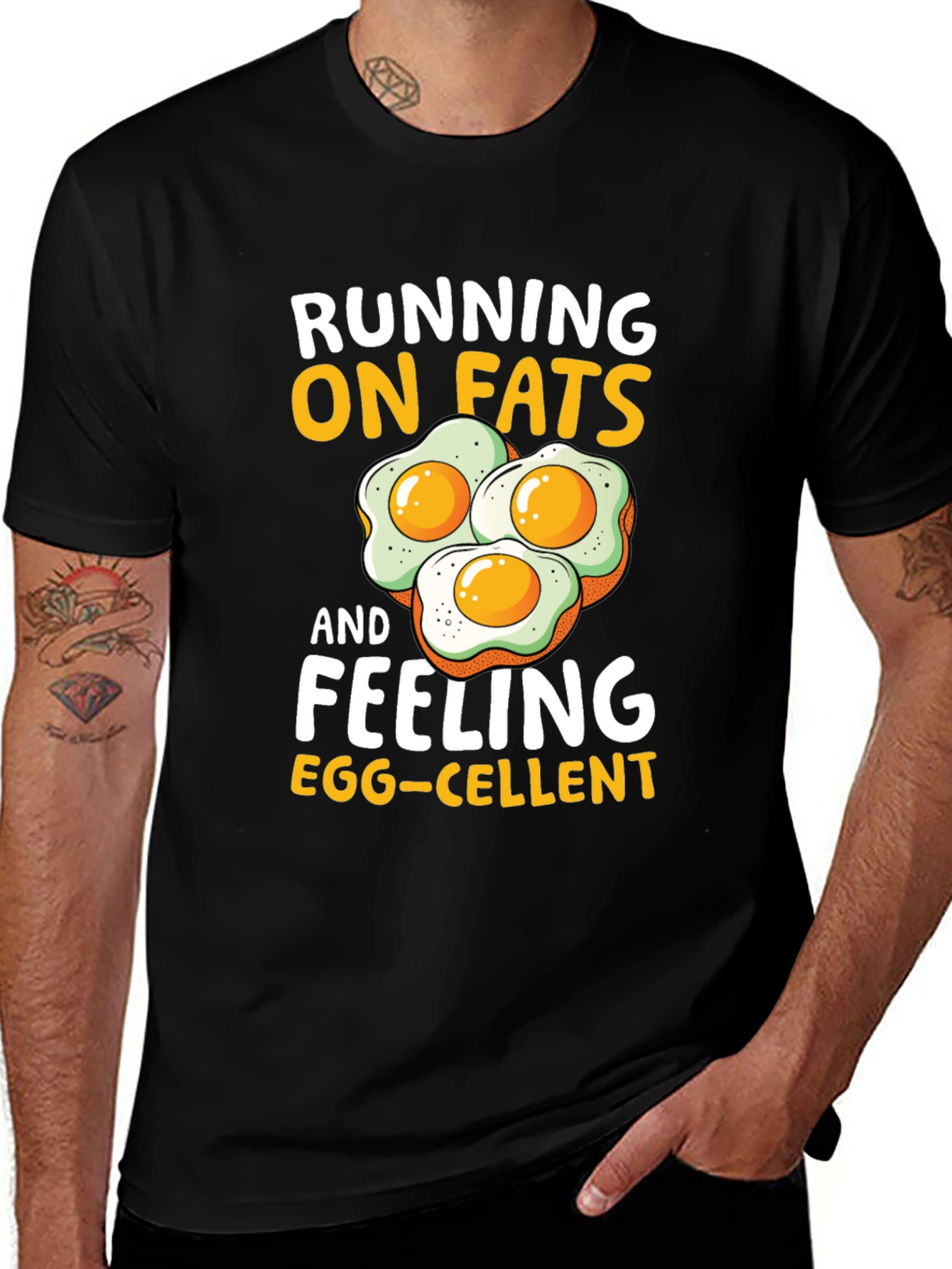 Black Running on Fats Funny Egg T-Shirt main image