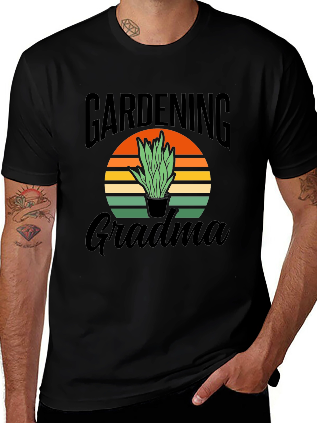 Variant 30 of Gardening Grandma T-Shirt - Black Graphic Tee