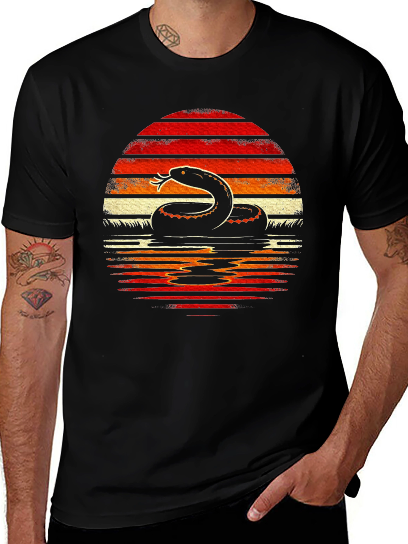 Variant 24 of Retro Snake Sunset Graphic Tee