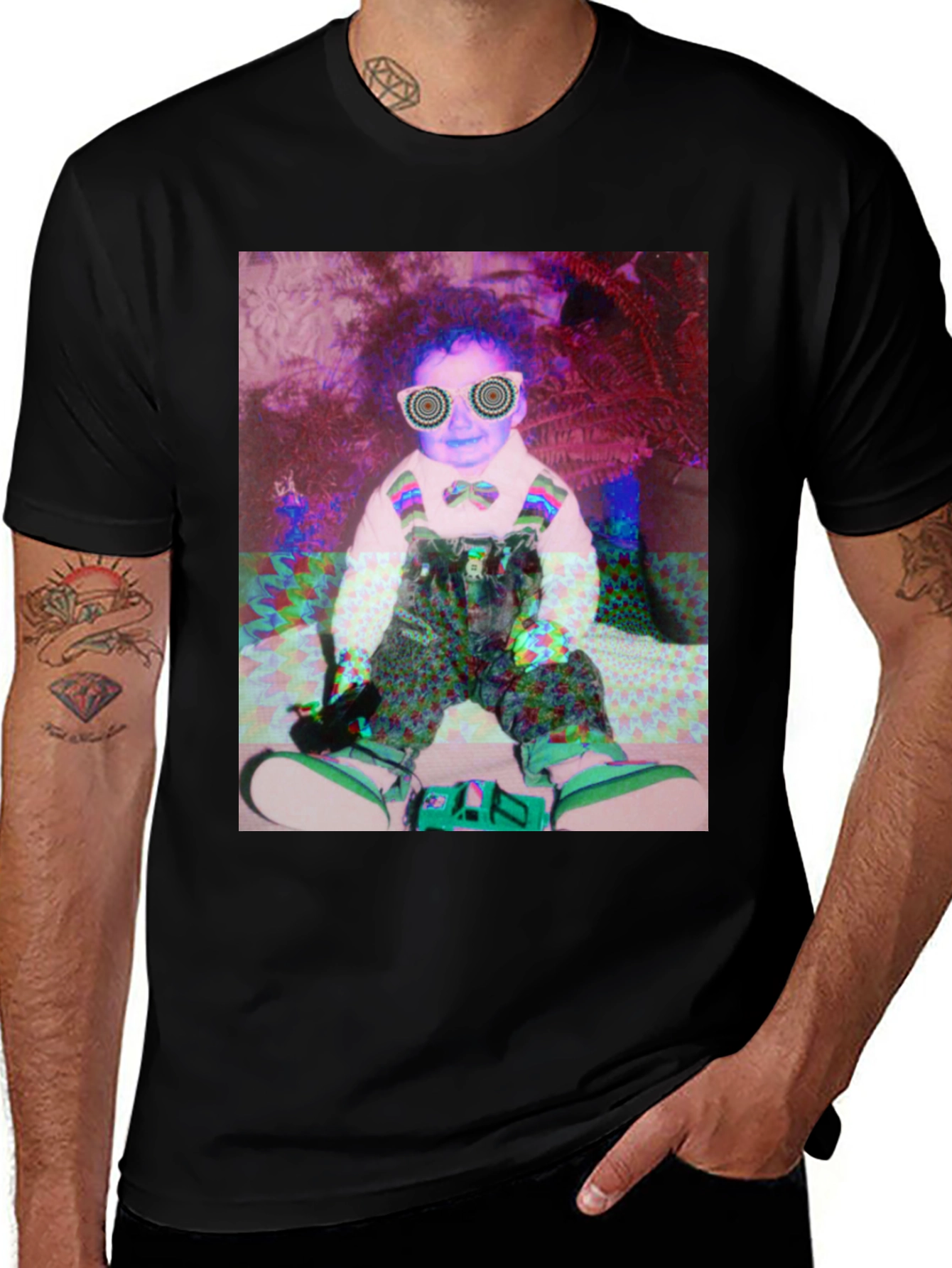 Black Psychedelic Baby Graphic Tee main image