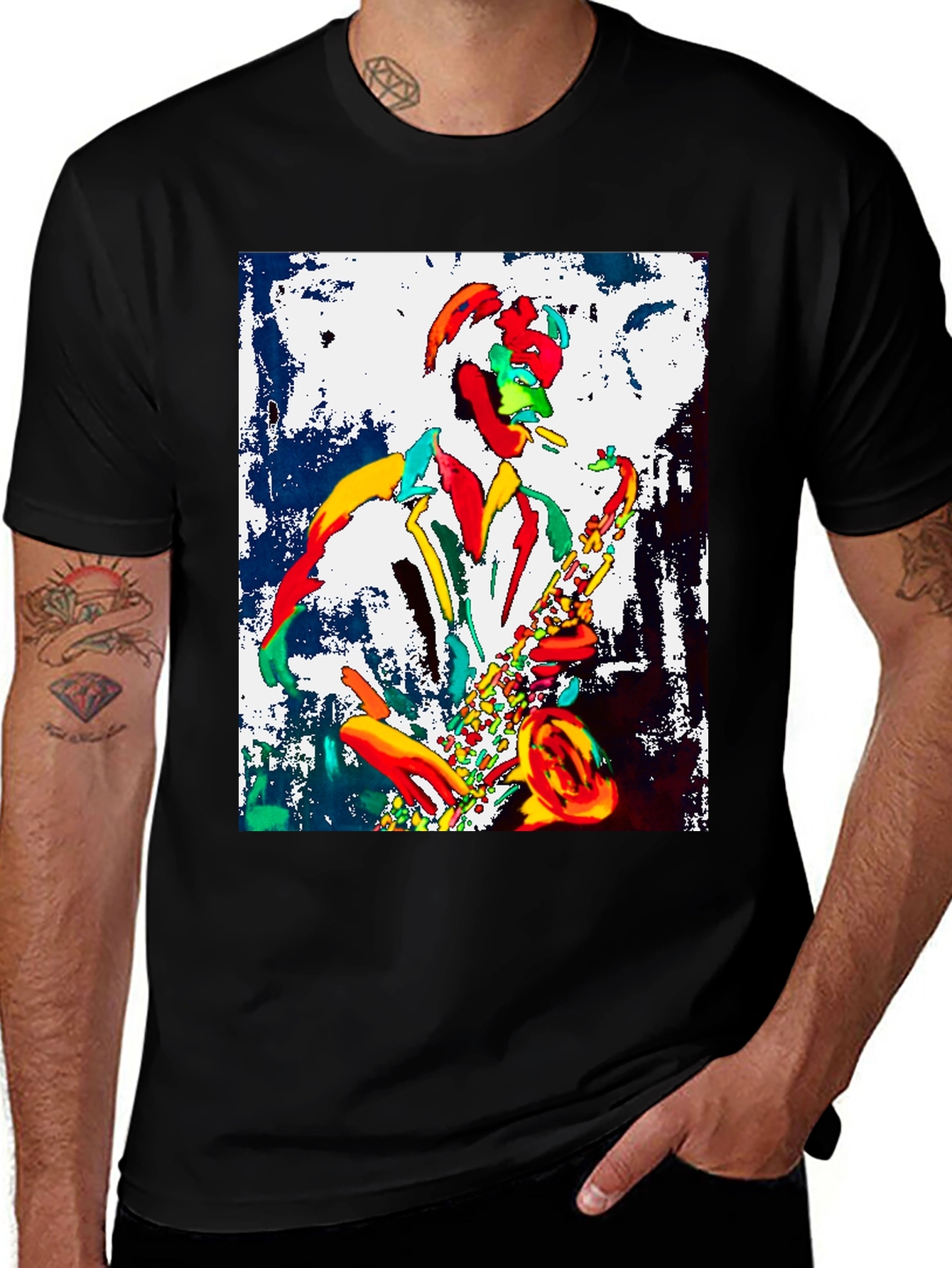 Variant 20 of Jazz Musician Graphic Tee - Cool Saxophone Player Design