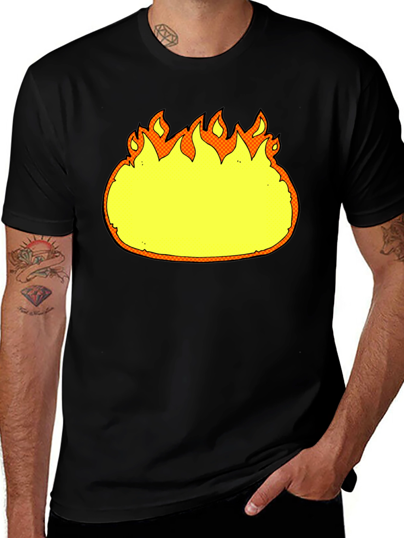 Variant 21 of Cartoon Flames Graphic Black T-Shirt