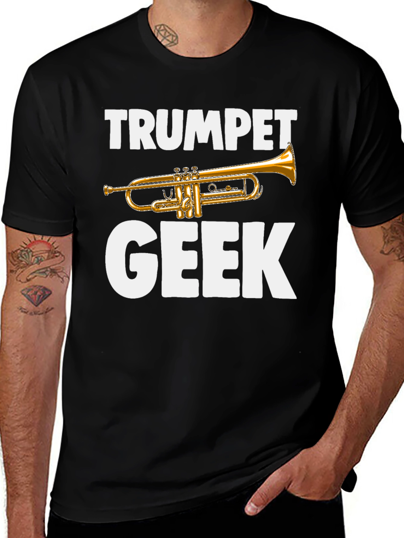 Black Trumpet Geek T-Shirt - Band Instrument Tee main image